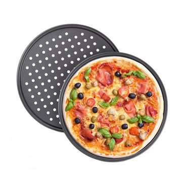 Fivejoy Pizzablech Rund Pizzablech-2er Set, antihaftend, knuspriger, 30 cm Durchmesser, (12,5-Zoll-Pizzapfanne, 2-St), Antihaft-Pizzablech für normale und Pizzaöfen
