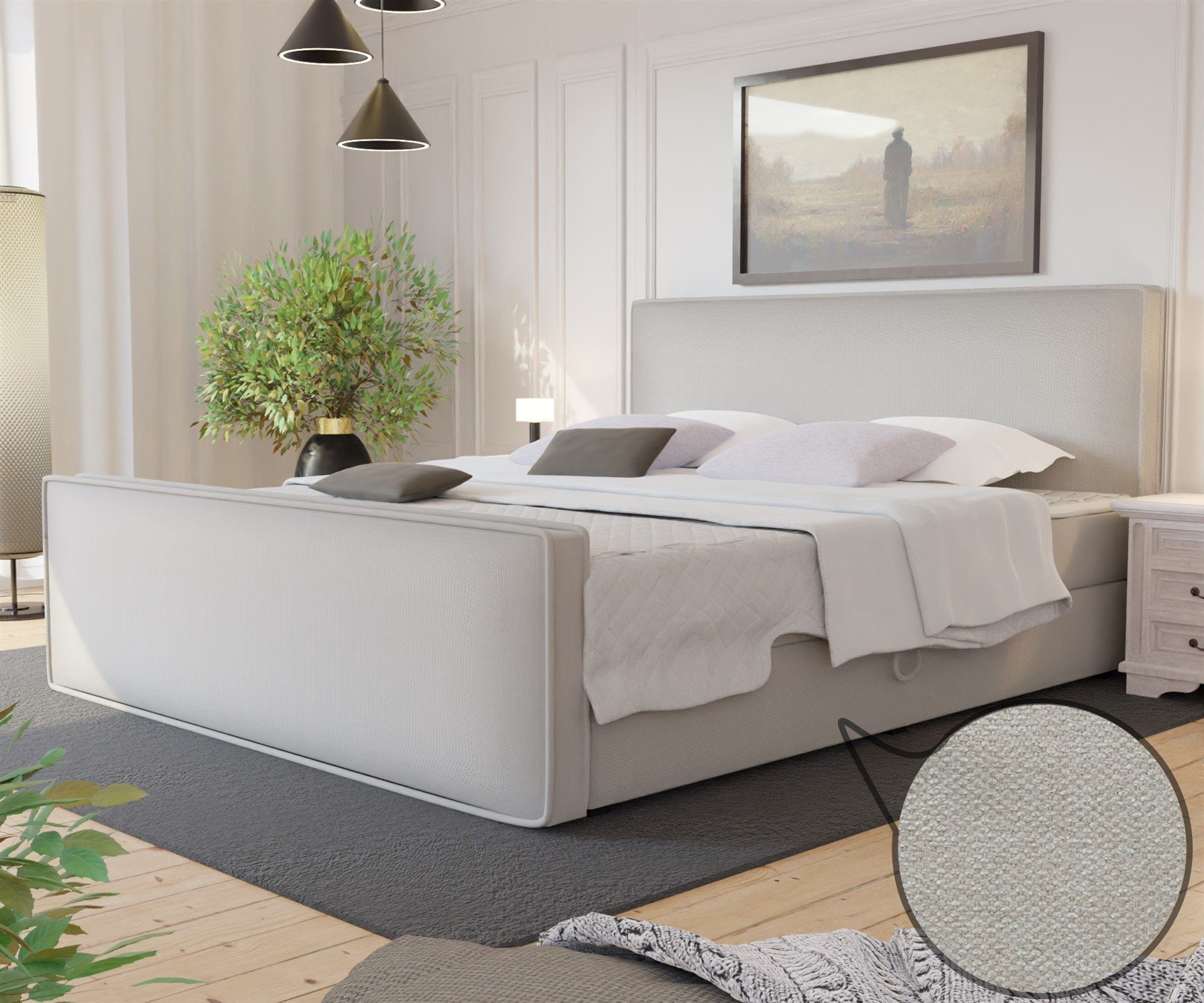 Fun Möbel Boxbett Schlafzimmerbett CELES in Stoff Brooklyn oder Monolith (inkl. Bettkästen, inkl. Kaltschaumtopper), Beidseitig aufklappbare Bettkästen