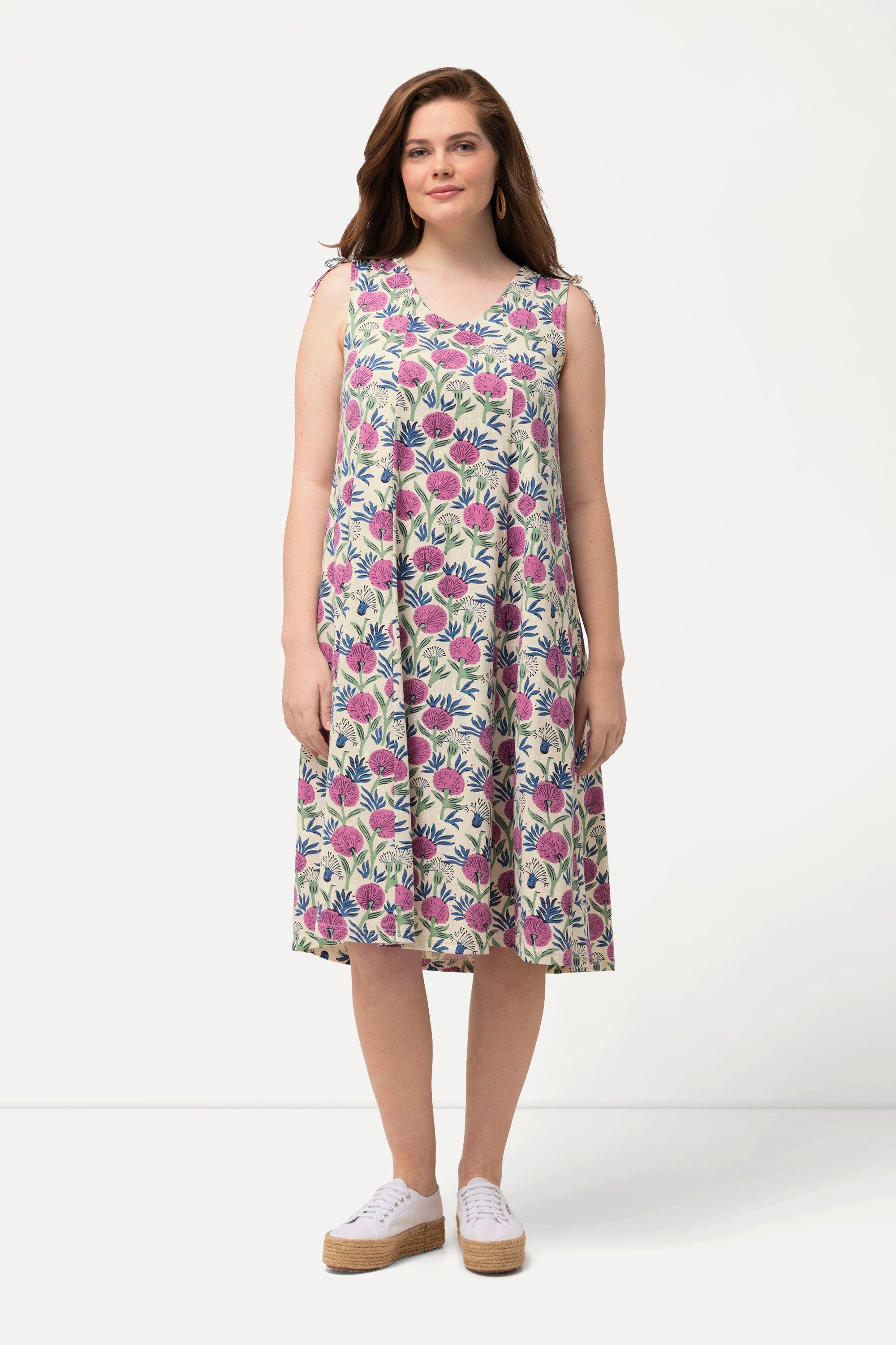 Ulla Popken Jerseykleid Midikleid Blüten V-Ausschnitt günstig online kaufen