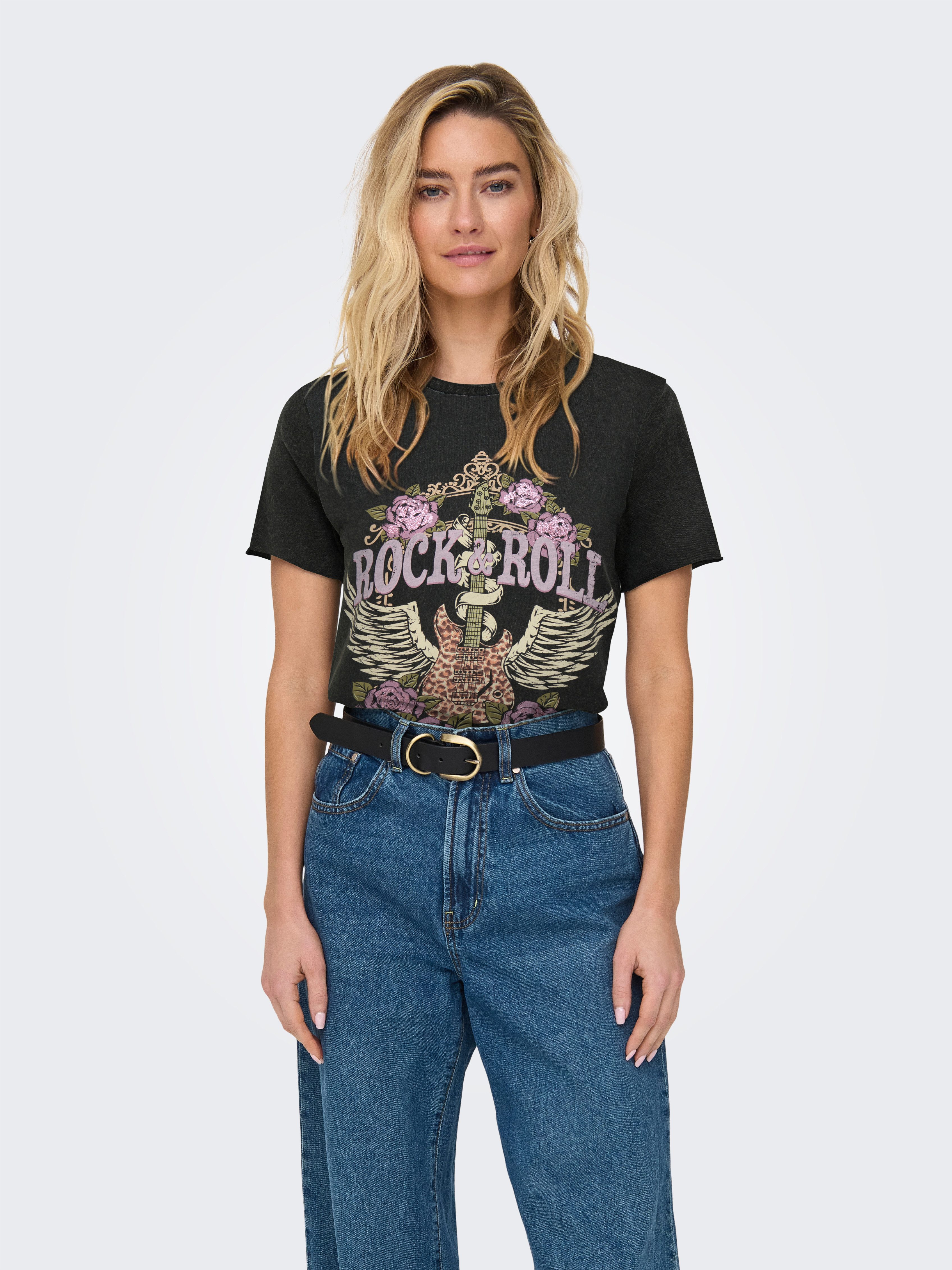 ONLY Rundhalsshirt ONLLUCY REG S/S TOP JRS NOOS unterschiedlich bedruckt günstig online kaufen