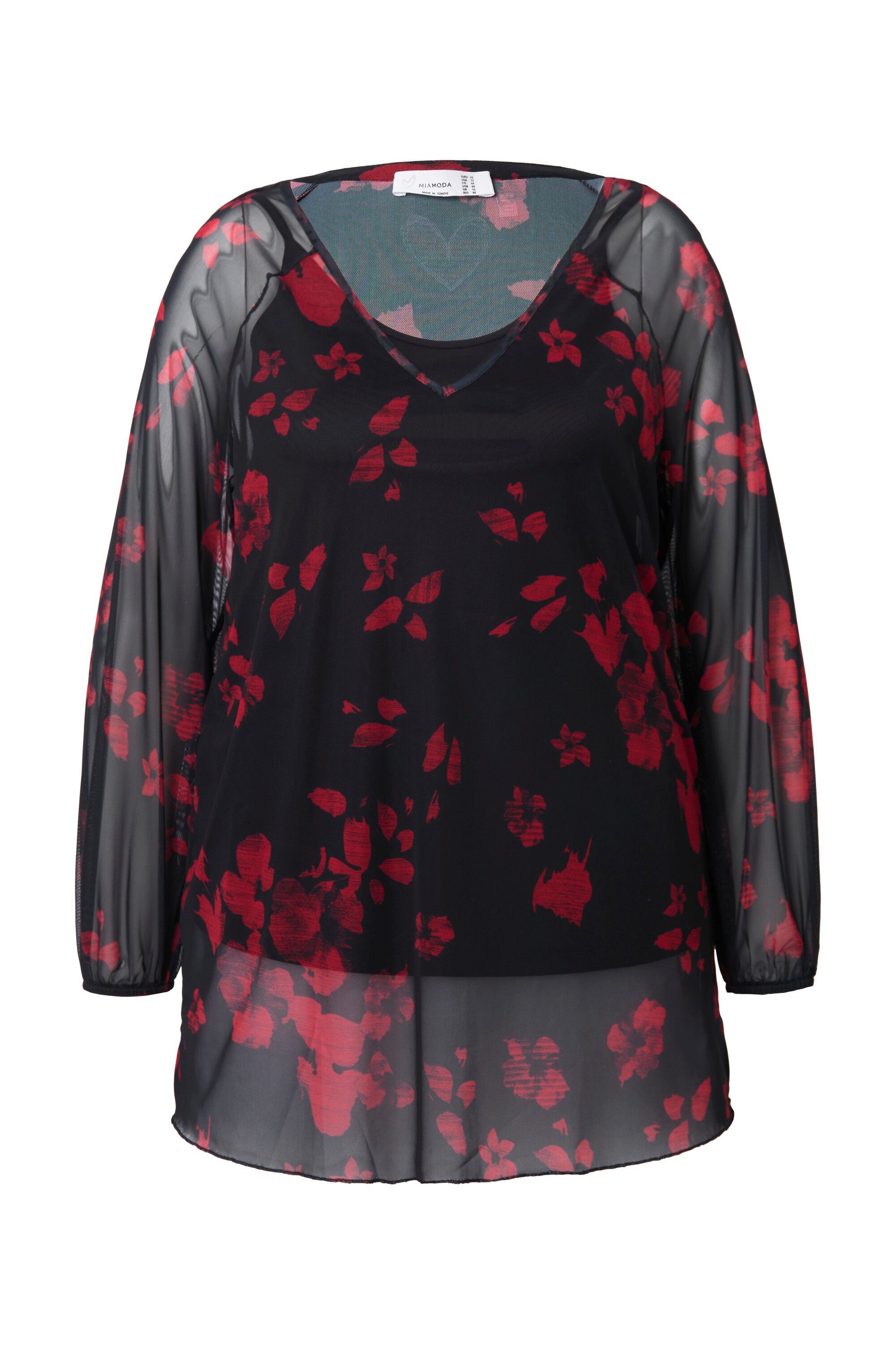 MIAMODA Longbluse Bluse Mesh floraler Print günstig online kaufen