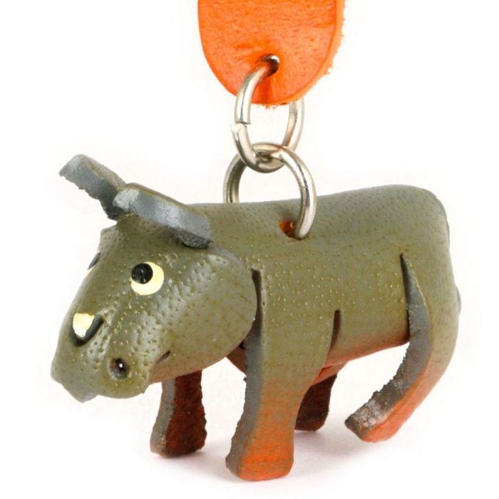 Monkimau Schlüsselanhänger Nashorn Schlüsselanhänger Leder Tier Figur (Packung)