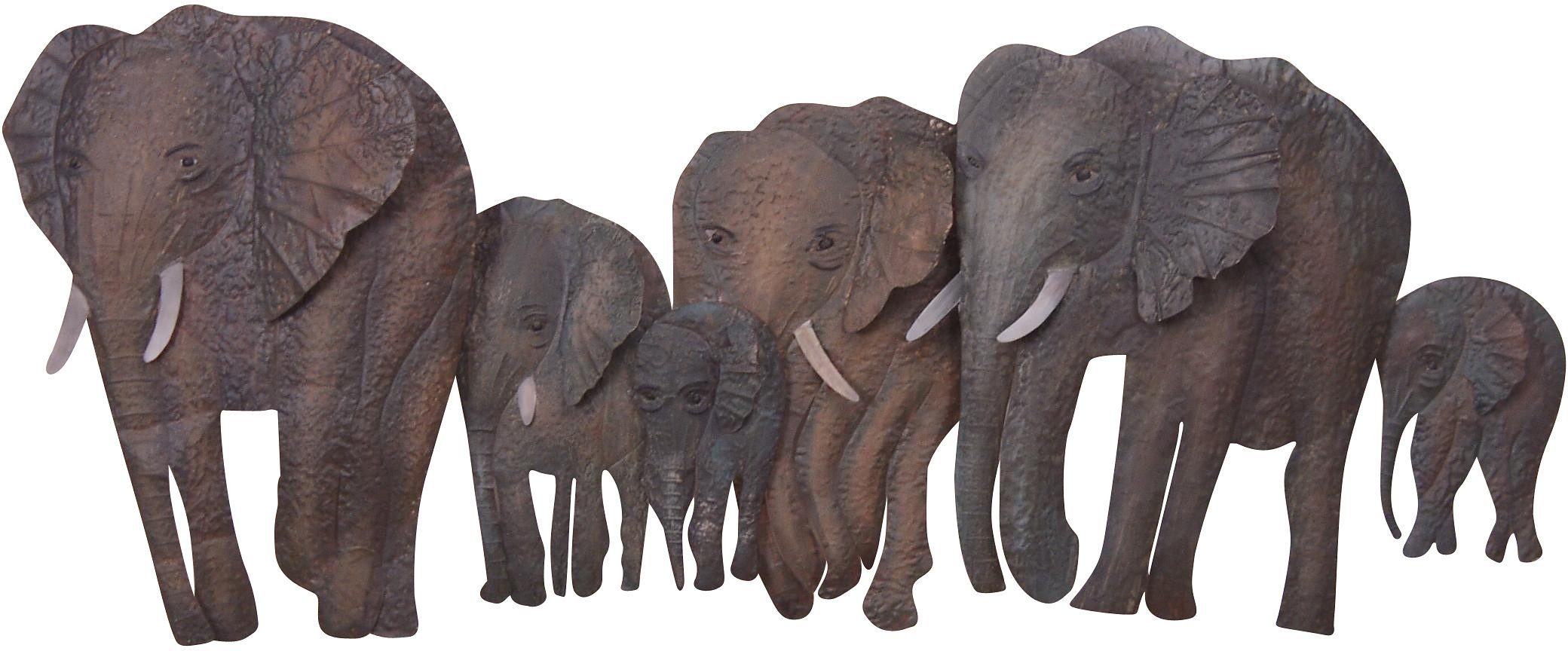 HOFMANN LIVING AND MORE Wanddekoobjekt Elefantenfamilie, Wanddeko, aus Metall | Wandobjekte