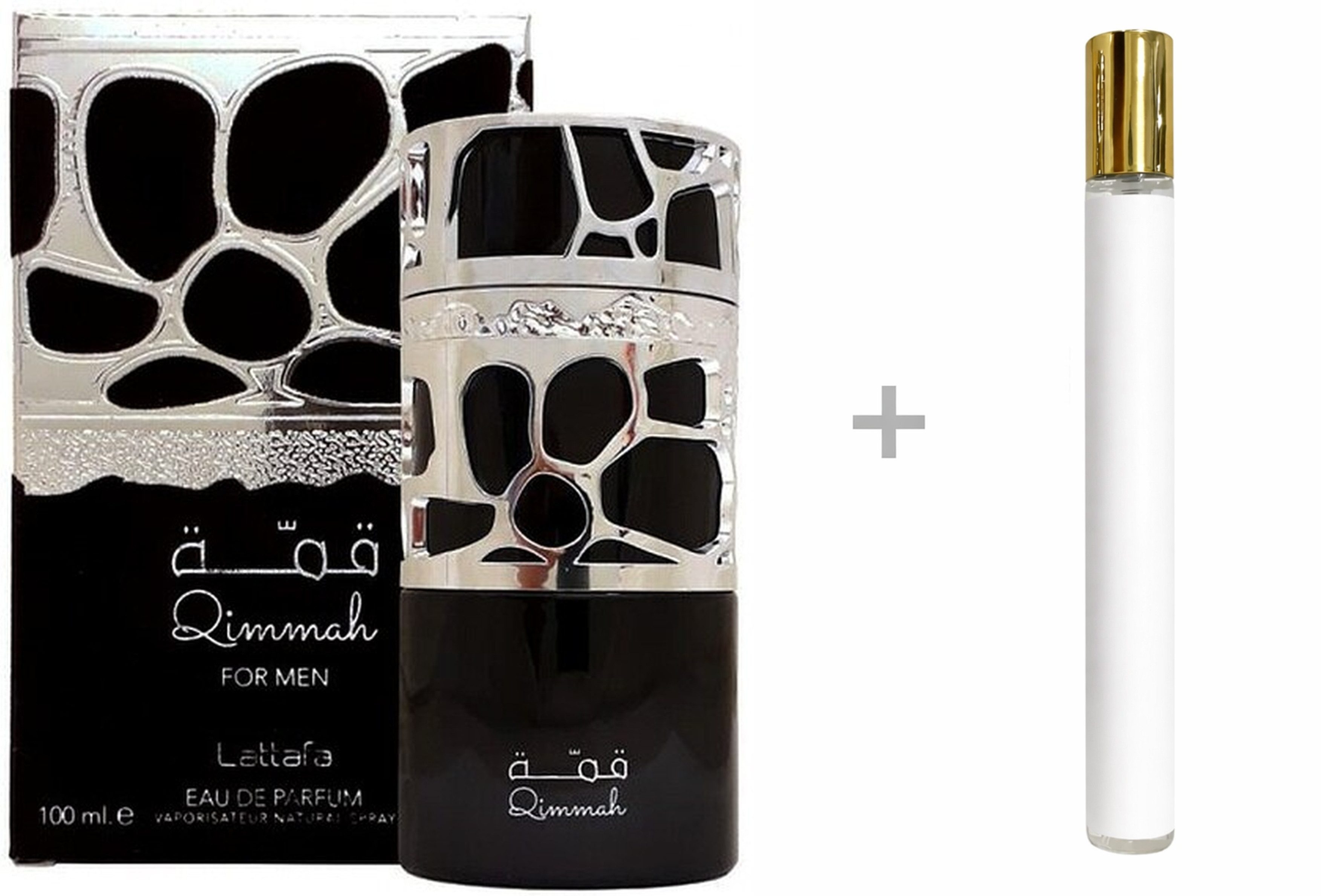 Lattafa Duft-Set Qimmah Männer EDP Spray + Reiseduft, LATTAFA, Männerparfüm, Eau de Parfum, Glasflakon, Herrenduft