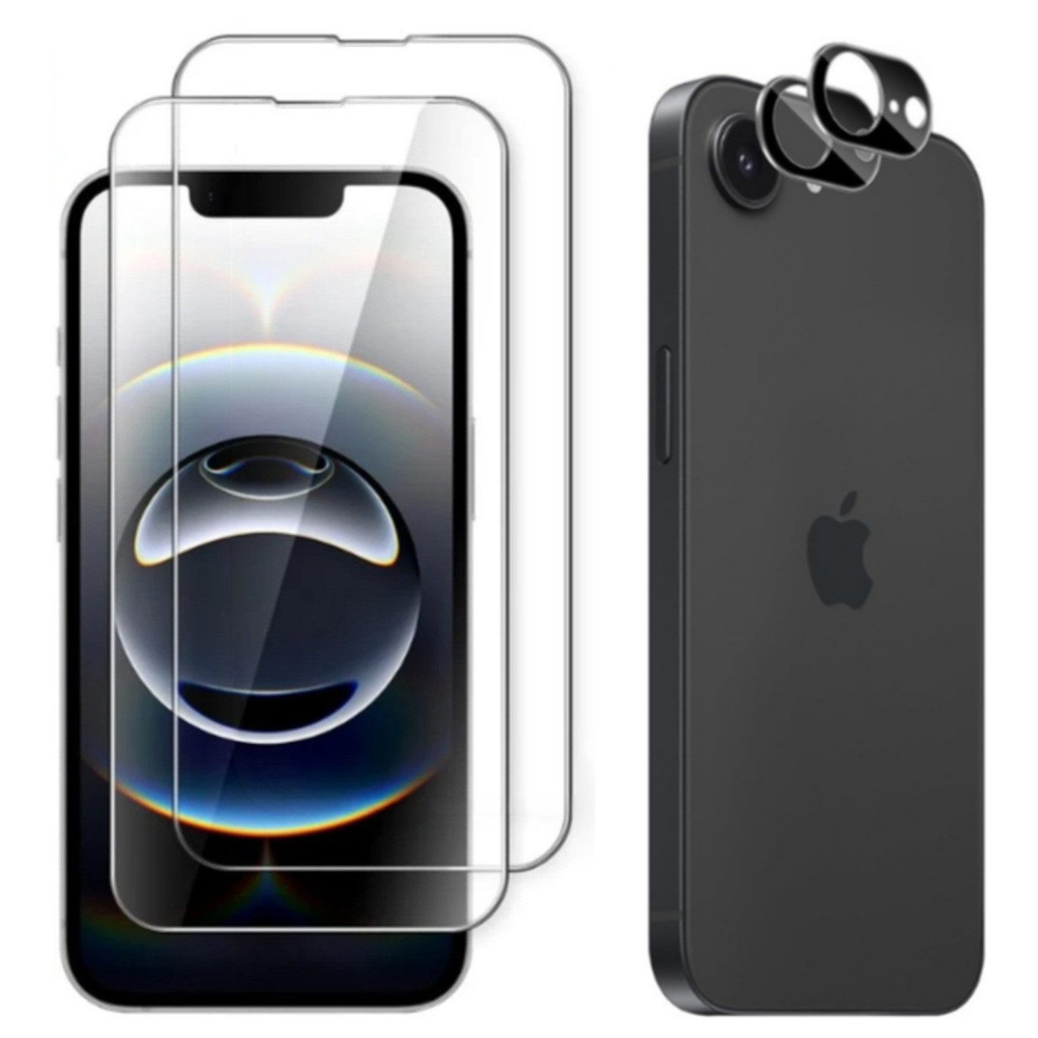CLM-Tech Displayschutzglas und Kameraschutz für iPhone 17e, - Spar-Set (2x Display Panzerglas und 2x Kameraglas), 4 Stück, Anti-Fingerabdruck und blasenfreie Anbringung