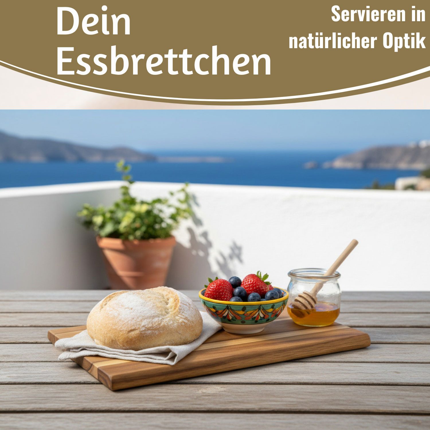 LS-LebenStil Frühstücksbrett Holz Essbrettchen 23x15cm Akazie Frühstücksbrettchen Küchenbrett, Holz, (Essbrett Vesperbrett Schneidbrett Schneidebrett Servierbre – Bild 3 von 5
