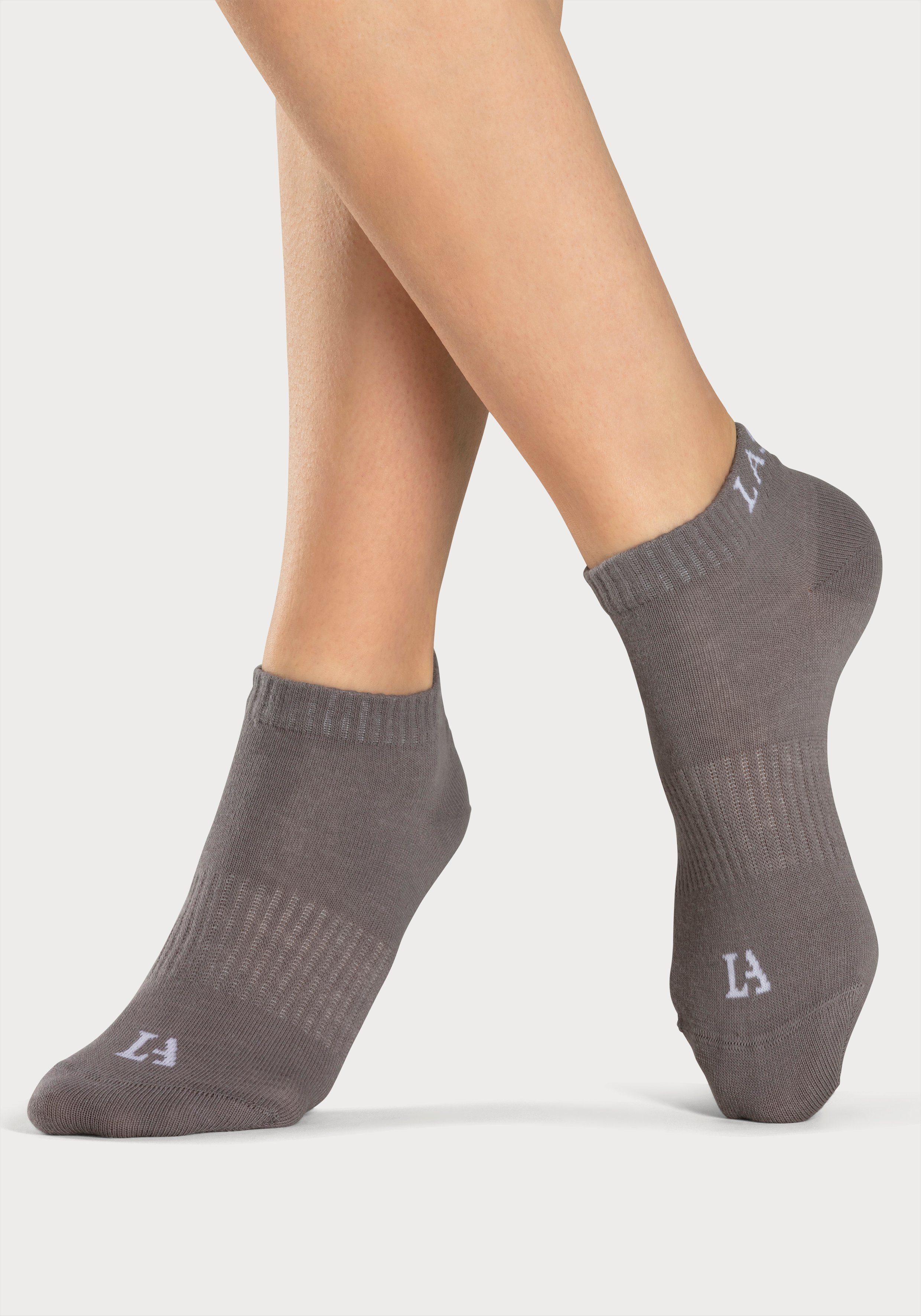 LASCANA ACTIVE Sneakersocken Damen Sportsocken, Kurzsocken ohne Frottee Laufsocken (Packung, 6-Paar, Gr. 35-38 bis 39-42) mit eingestricktem Marken Logo
