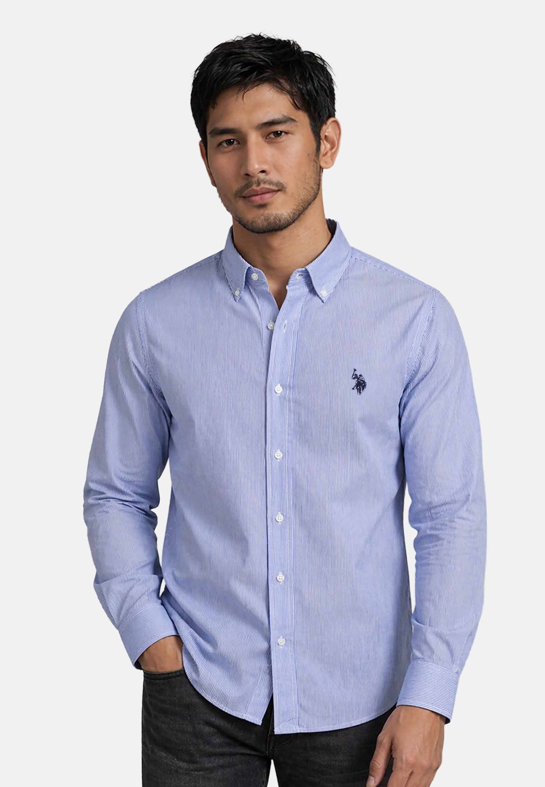 U.S. Polo Assn. Langarmhemd USDeclaan Herren Baumwolle – Langarmhemd mit Button-Down-Kragen Klassisches Baumwollhemd mit Knopfleiste und Logostickerei