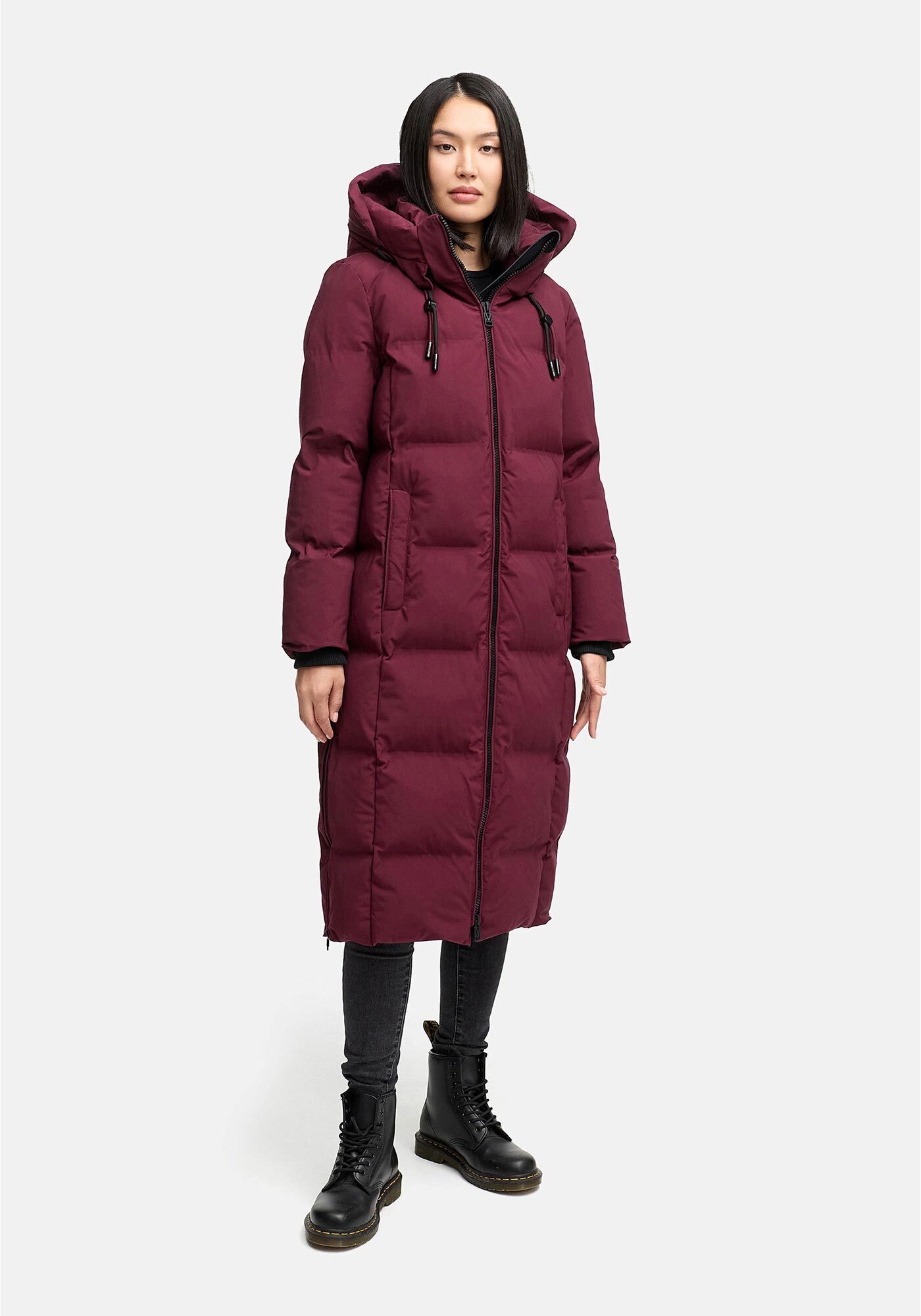 Marikoo Winterjacke Tikoraa mit extra langem Schnitt und hohem Kragen