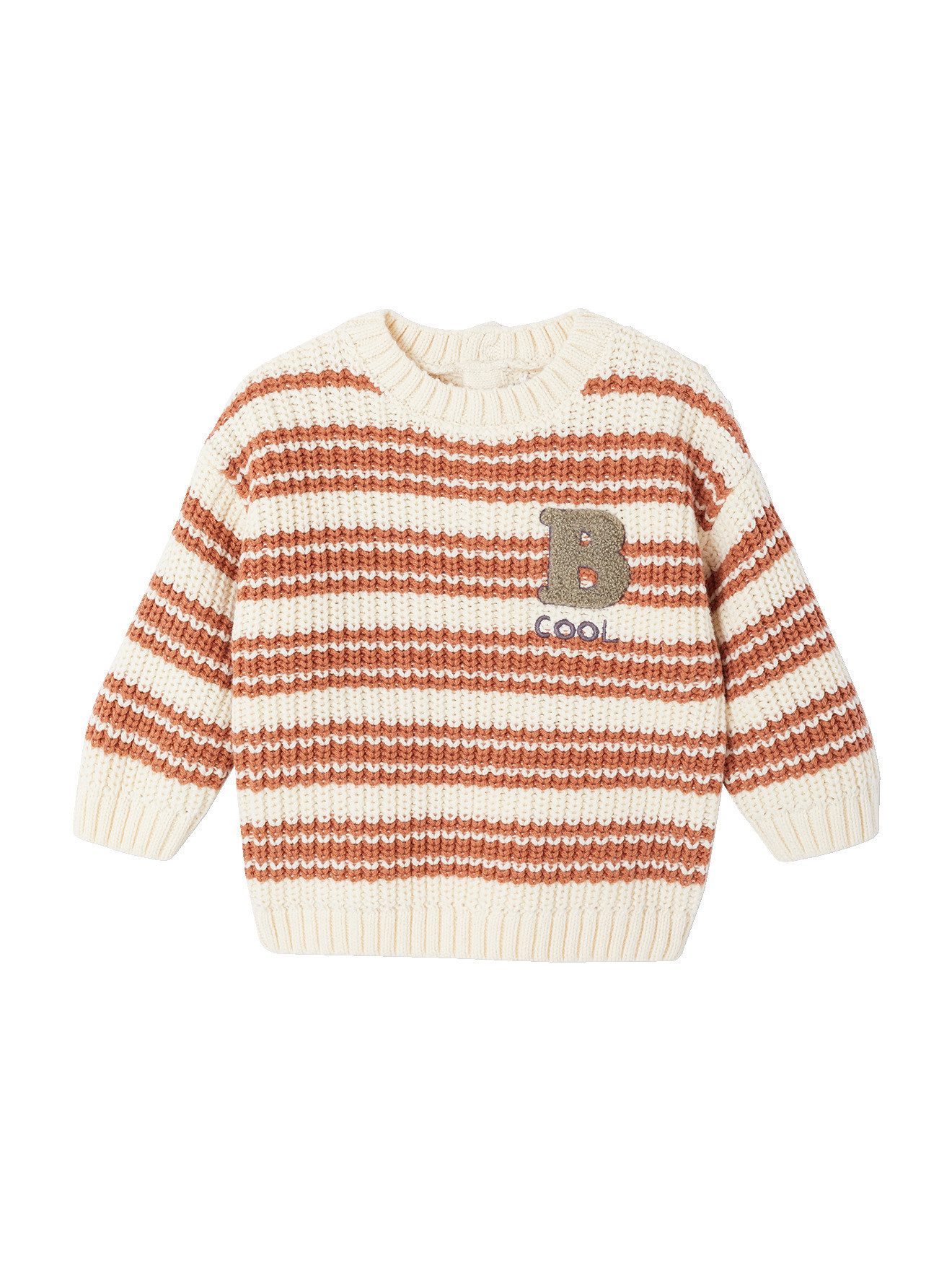 vertbaudet Pullunder Baby Streifenpullover mit Frottee-Buchstabe
