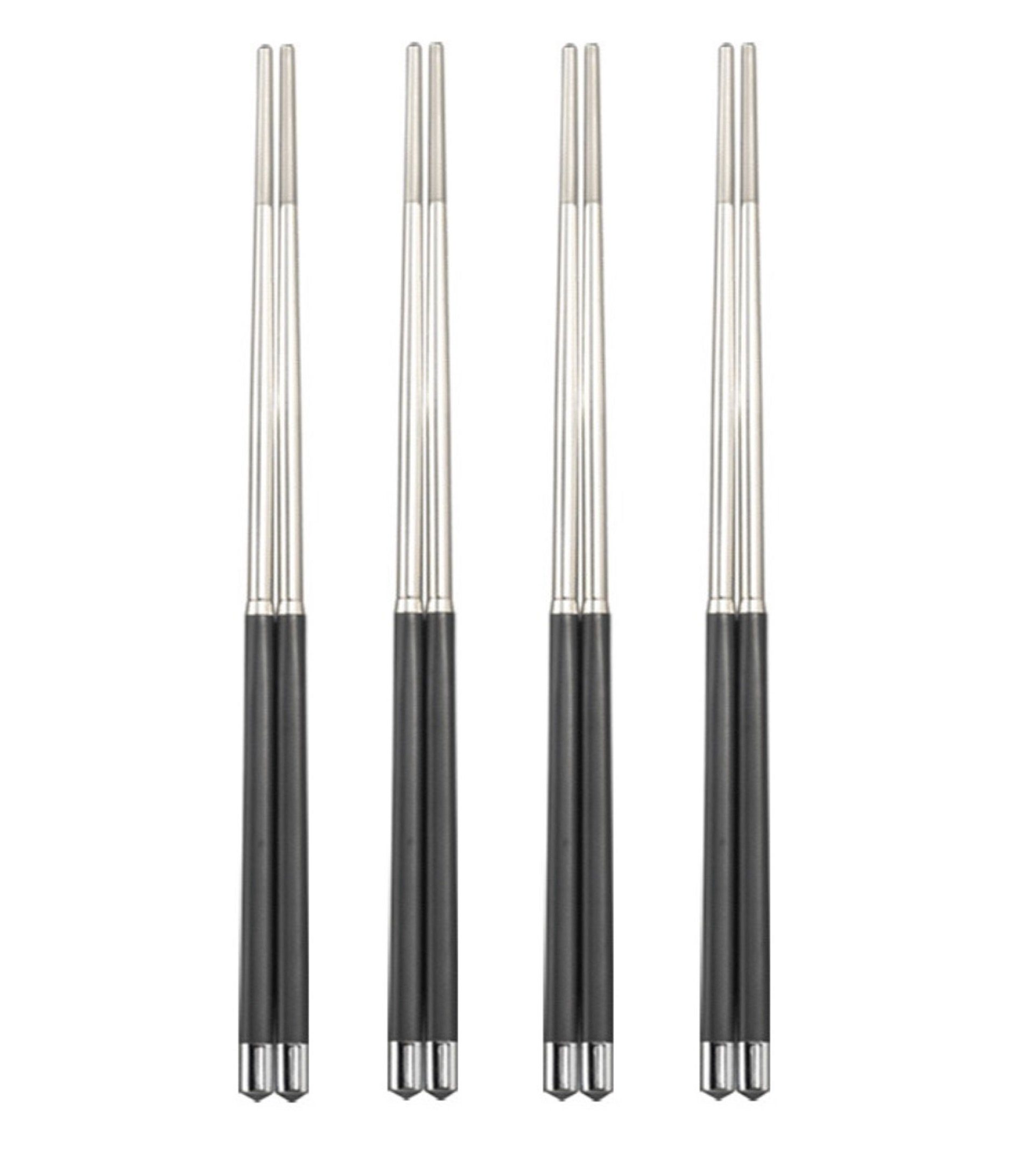 BAYLI Pizzaschneider 4 Paar Chinesische Essstäbchen Set aus Edelstahl, edle Sushi Stäbchen