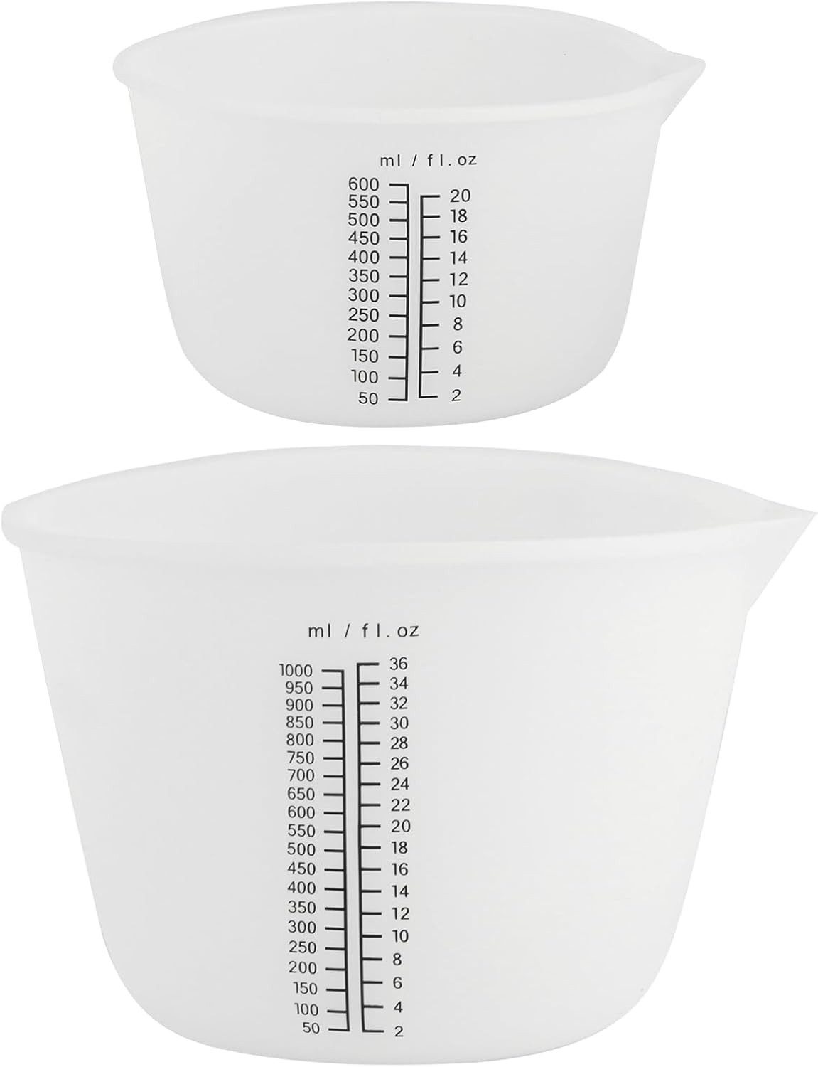 Messbecher 2 Stück Silikon Messbecher 1000 und 600 ml für Epoxidharz
