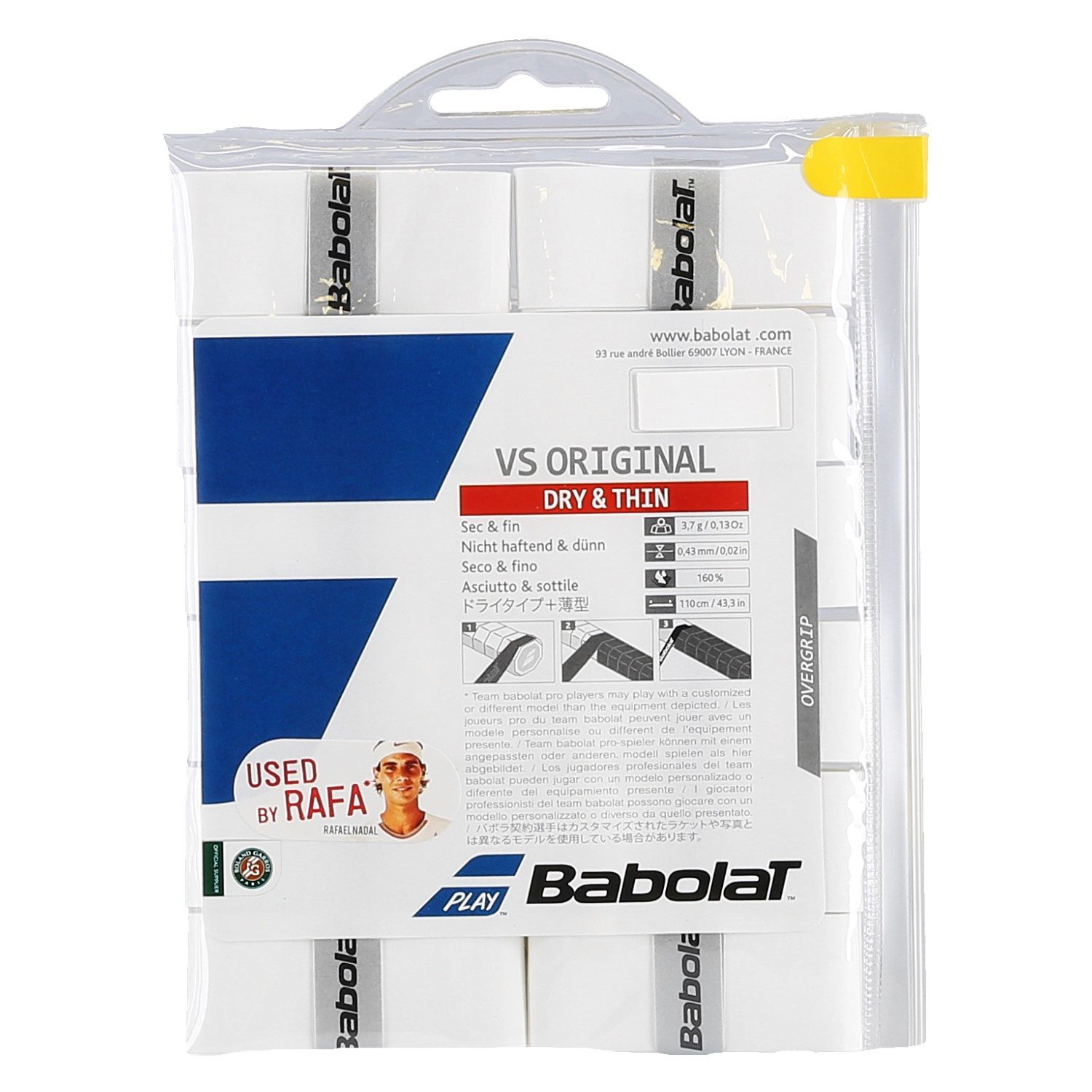Babolat Griffband Overgrip VS Grip Original 0.4mm weiss 12er Clip-Beutel