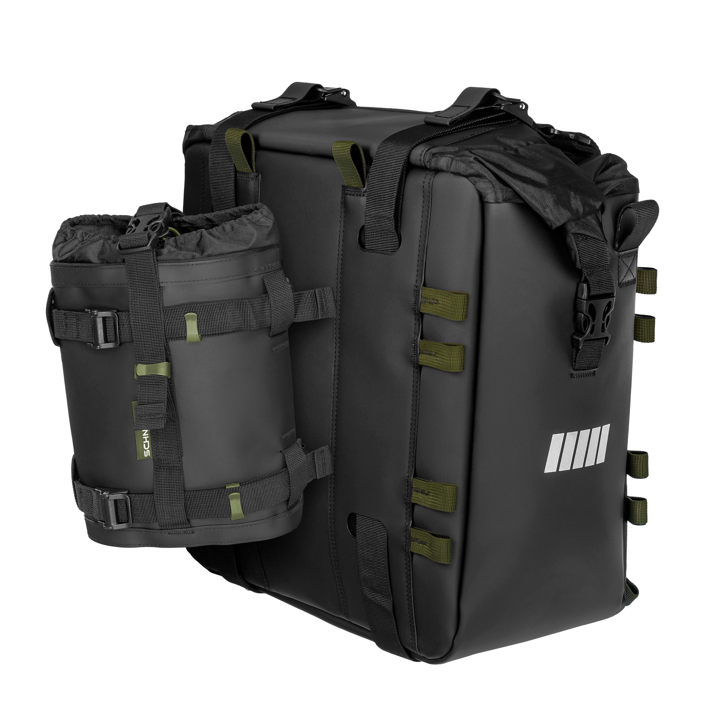 SCHNORR Gepäckträgertasche Motorrad Gepäck-Bundle: Flaschenhalter + Seitentasche M 32L von SCHNOR