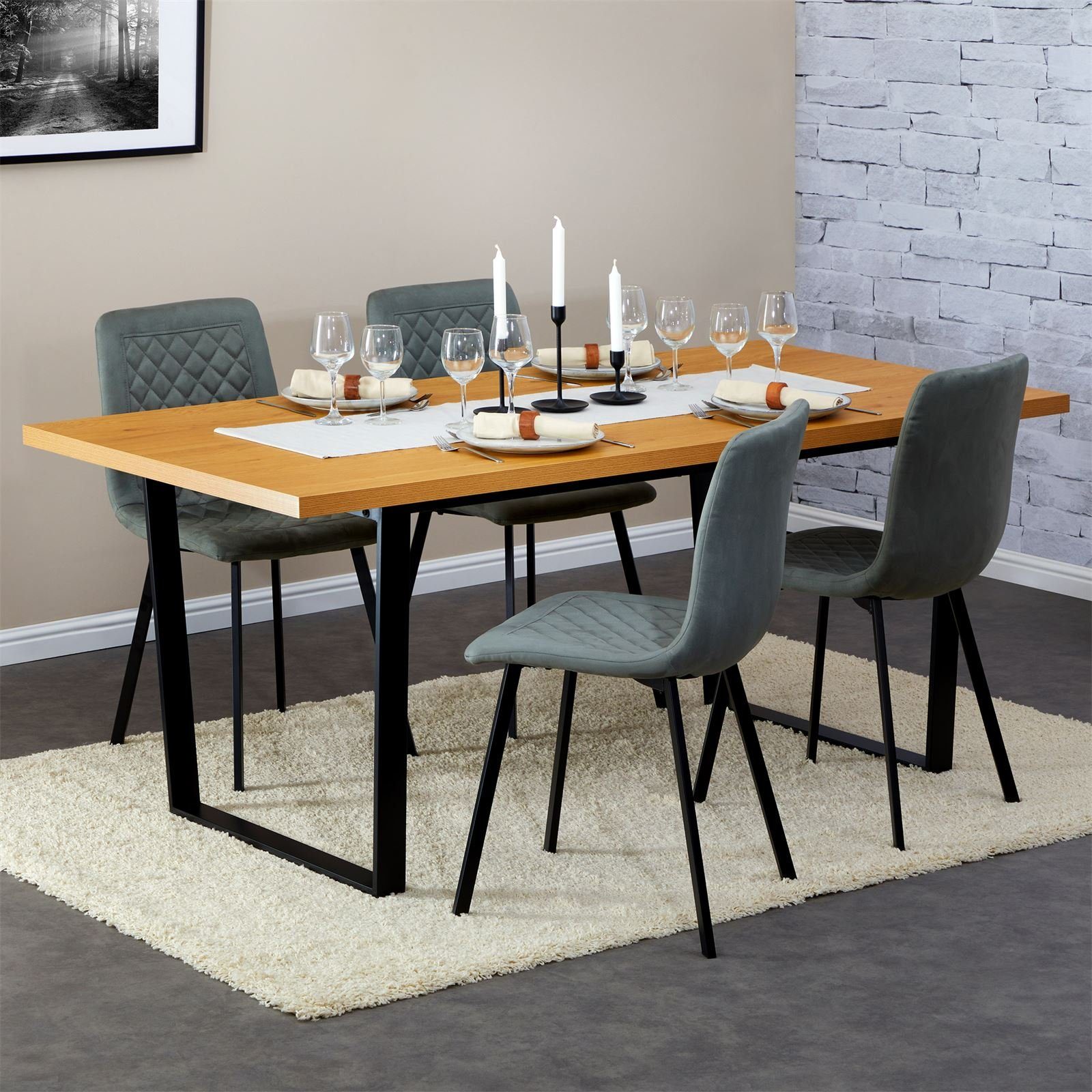 Tischgestell in Metall Wildeiche Esstisch VIDAGO, 90x180 cm Esstisch De und CARO-Möbel Tischfläche
