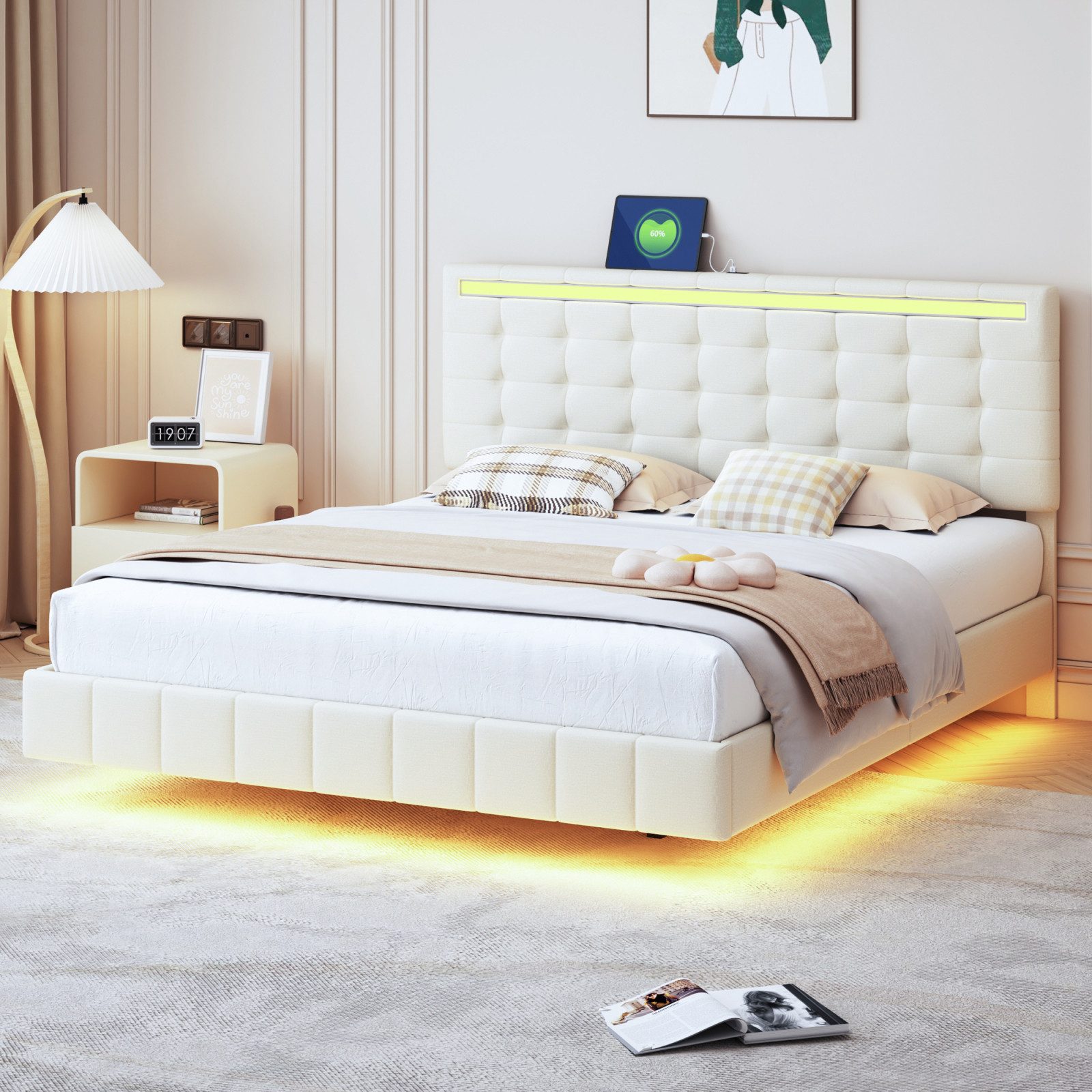 PXloue Polsterbett Doppelbett Jugendbett (Mit 2 günstig online kaufen