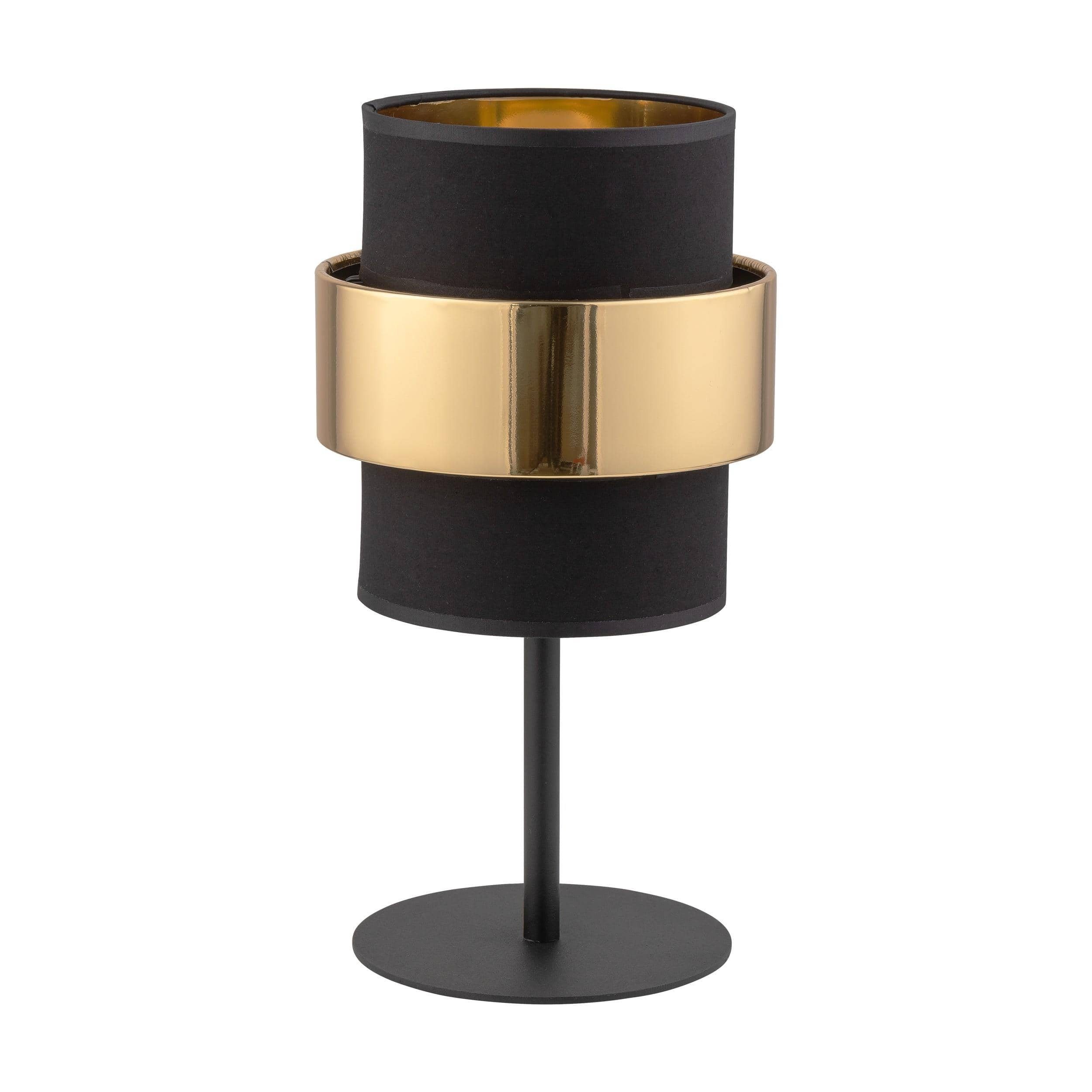 Signature Home Collection Nachttischlampe Tischlampe gold Metall mit Lampenschirm für Nachttisch, ohne Leuchtmittel, warmweiß schwarz - gold