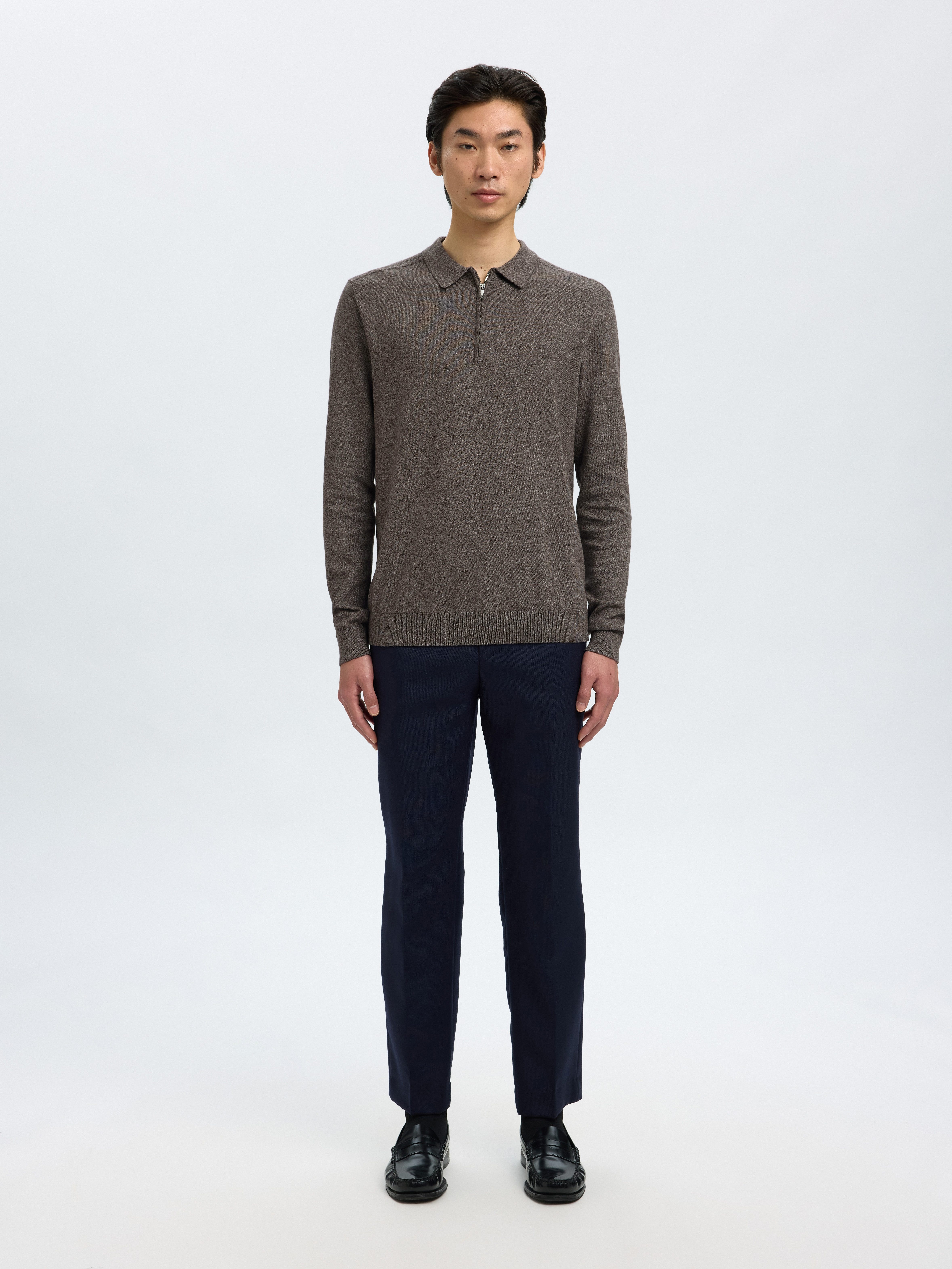 Selected Polokragenpullover SLHBERG LS HALF ZIP POLO NOOS