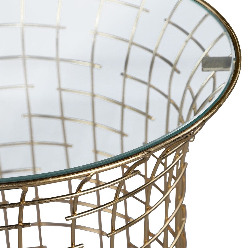 WOMO-DESIGN Beistelltisch Wohnzimmertisch Couchtisch mit Glasplatte verspiegelt Loungetisch, Gold Eisengestell handgefertigt Modern Sofatisch Kaffeetisch Dekotisch