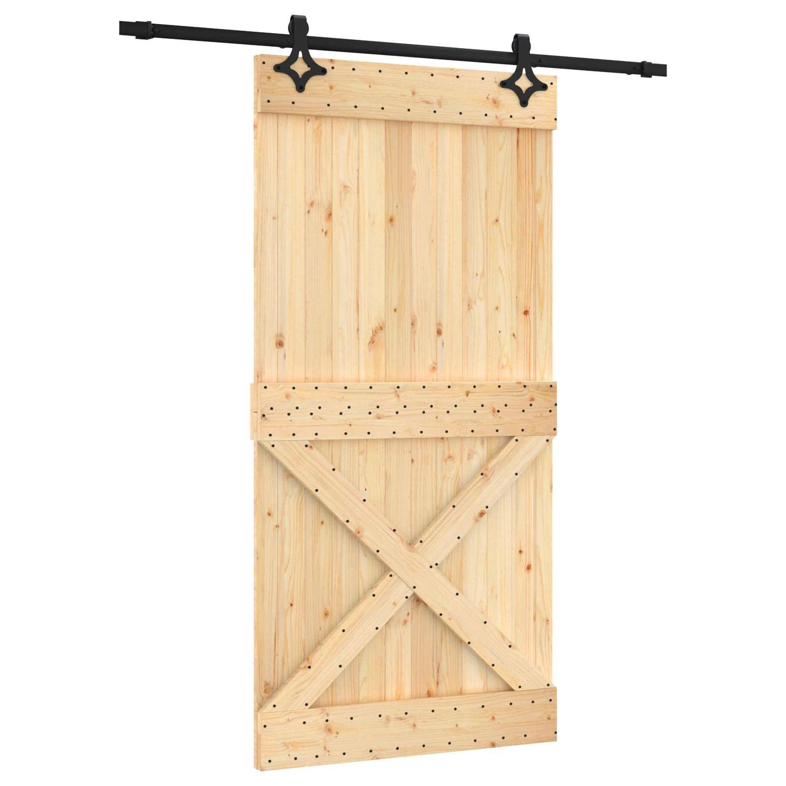 vidaXL Schiebetür Schiebetür 100 x 210 cm Massivkiefer (Unbehandelt) (1-St)