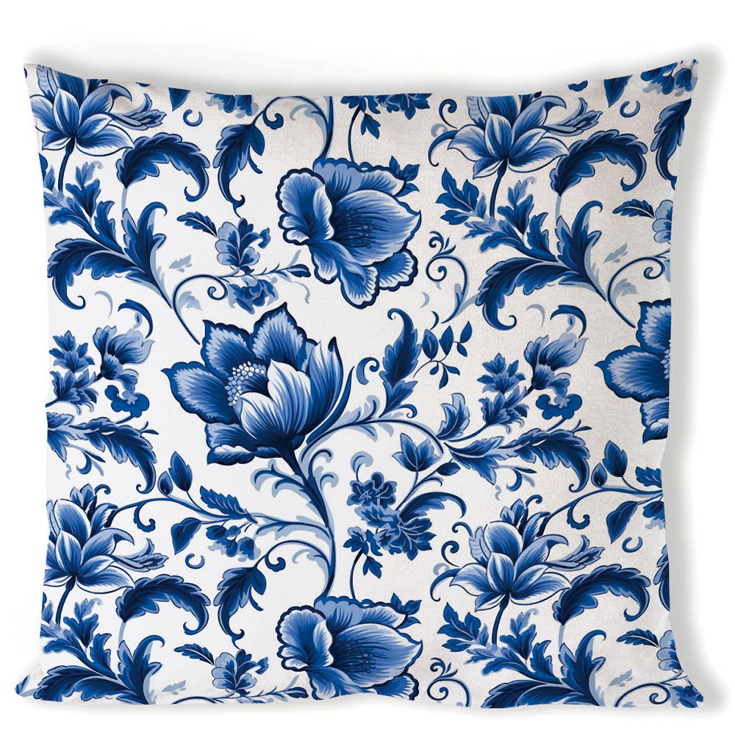 Ambiente® Dekokissen Delft Blue florals, Dekokissen Kissenbezüge ohne Füllung Baumwolle 40x40 cm