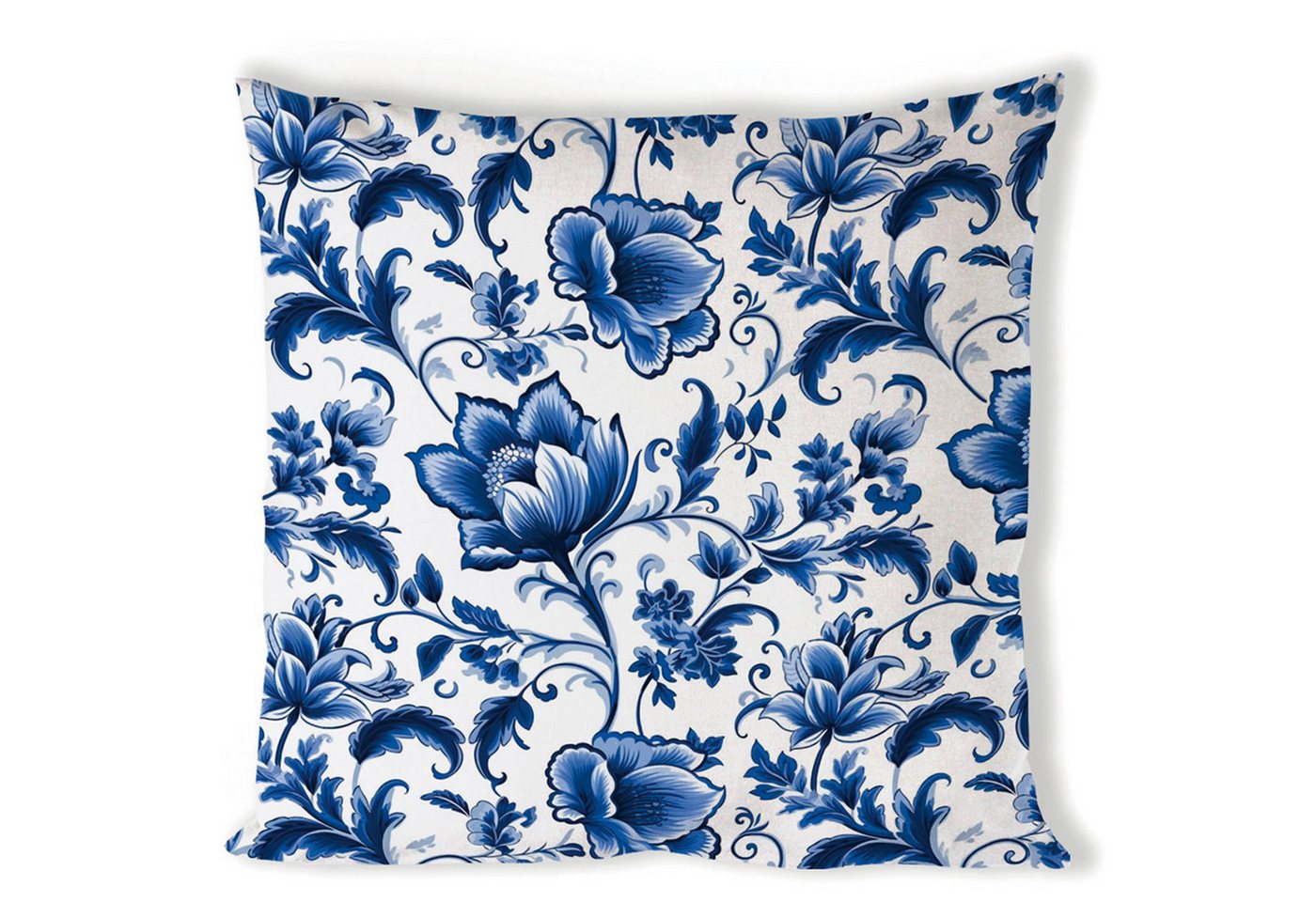 Ambiente® Dekokissen Delft Blue florals, Dekokissen Kissenbezüge ohne Füllung Baumwolle 40x40 cm