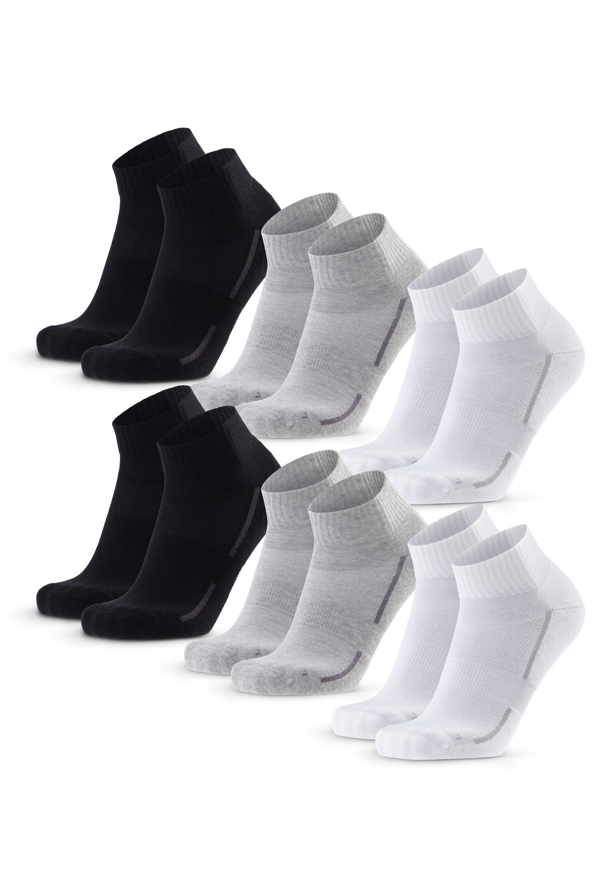 DANISH ENDURANCE Basicsocken Cotton Quarter (6-Paar) Kurze Sportspocken für Fitness & Alltag, Unisex