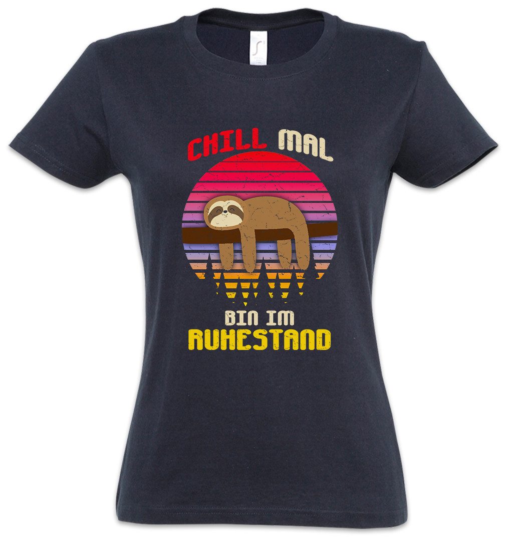 Print-Shirt Ruhestand Faultier Damen T-Shirt Rente Pension Pensionär Zeit Freizeit