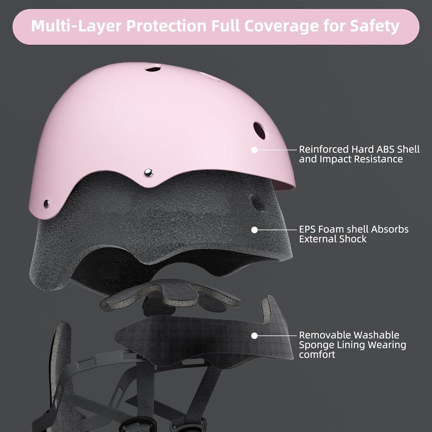 LuxusKollektion Kinderhelm Fahrradhelm Kinderhelm Skaterhelm verstellbar 3-13 Jahre Hellpink M
