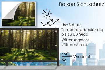 MuchoWow Balkonsichtschutz Bäume - Wald - Moos - Pflanzen - Sonne - Natur (1-St) Balkonbanner, Sichtschutz für den Balkon, Robustes und wetterfest
