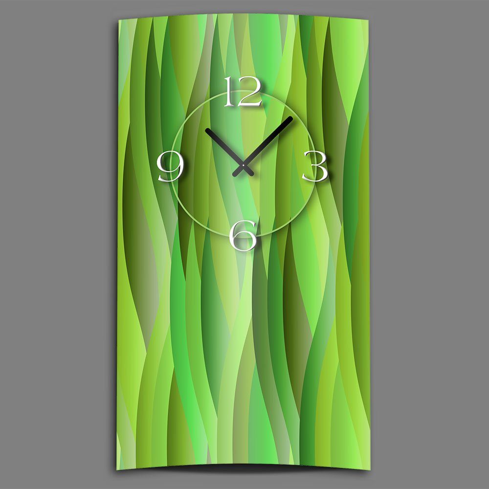 dixtime Wanduhr Abstrakt grün lemon Designer Wanduhr modernes Wanduhren Design leise (Einzigartige 3D-Optik aus 4mm Alu-Dibond)