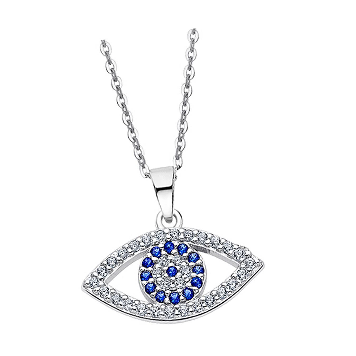 LOTUS SILVER Silberkette Lotus Silver Auge des Horus Halskette, Damen Kette  Auge des Horus aus 925 Sterling Silber, silber, weiß, blau, Inklusive 3cm  Verlängerung