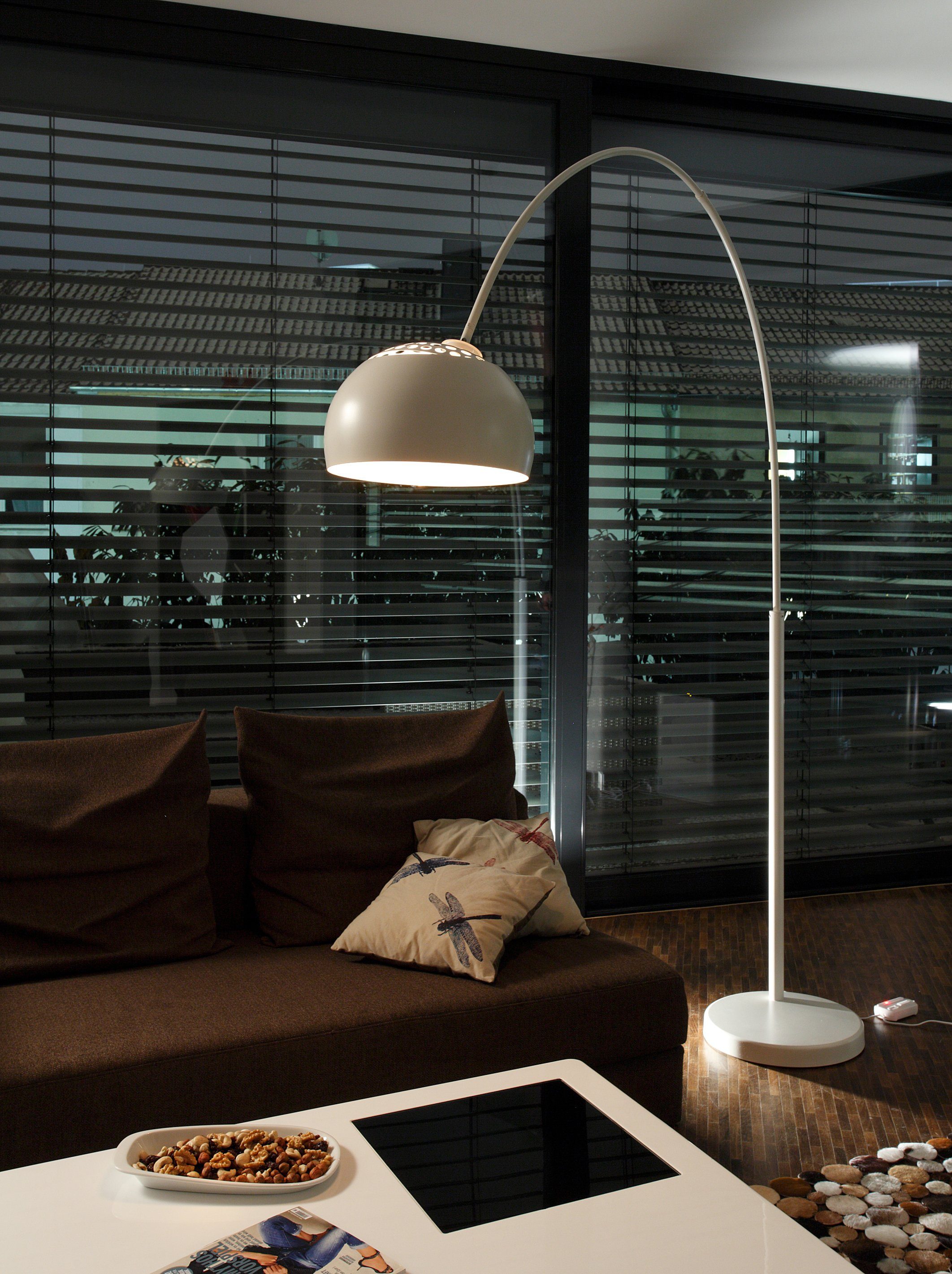 SalesFever Bogenlampe Frieso, Dimmer, ohne Leuchtmittel, Dimmschalter, echter Marmorfuß