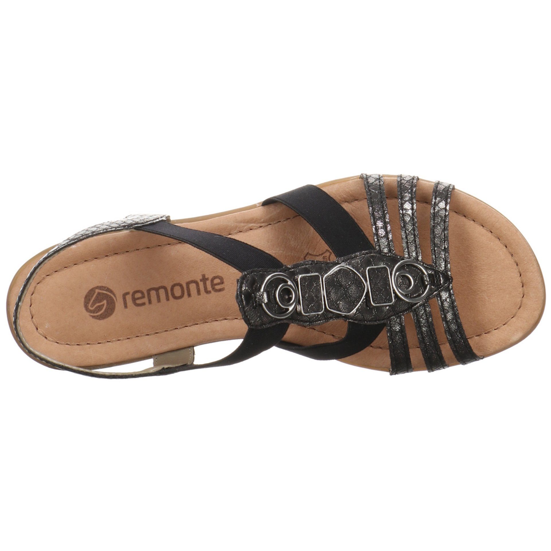 Bequem Damen Sandale Freizeit Sandale Fußbett Remonte Synthetikkombination Sandalen schwarz/schwarz