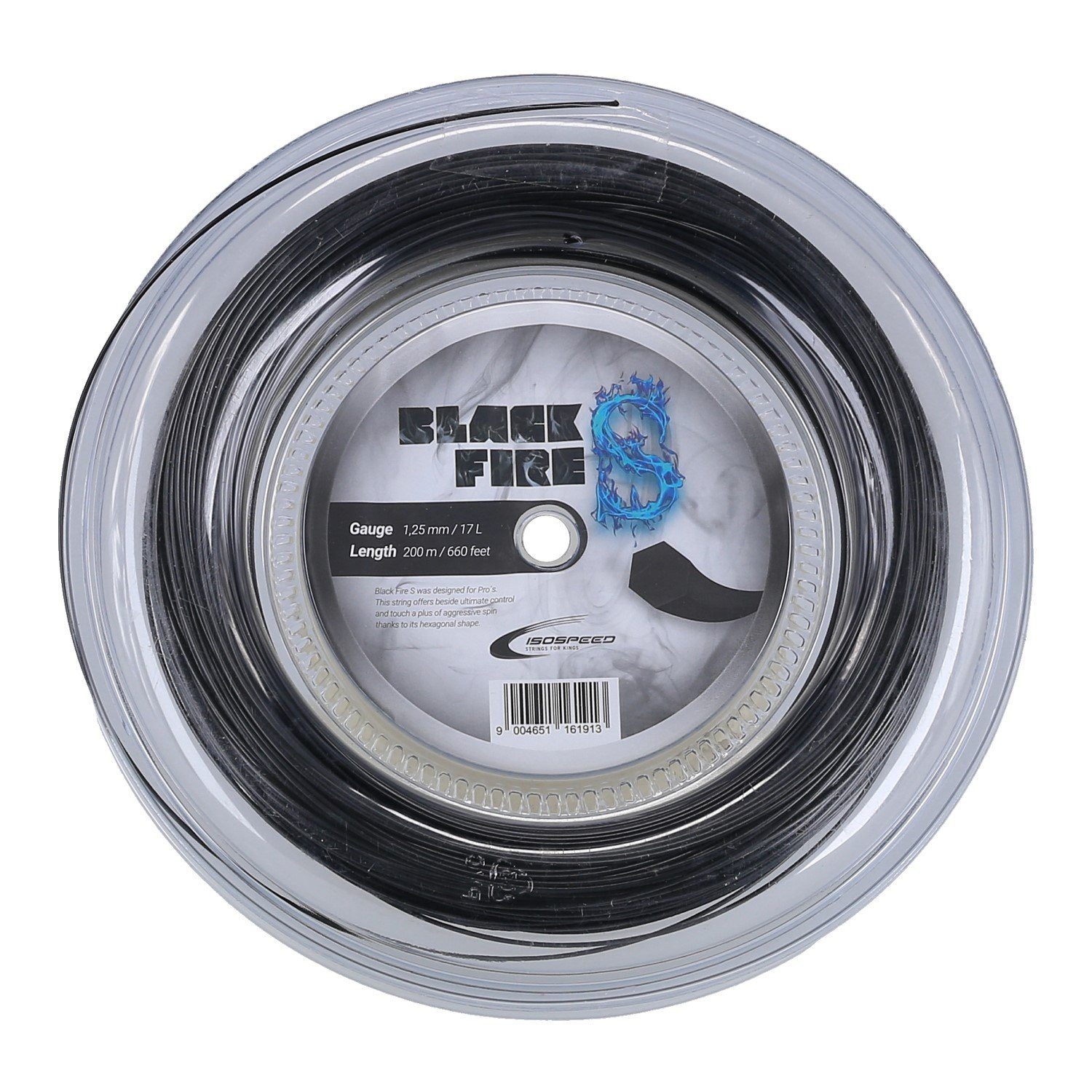 Tennissaite Black Fire S (Haltbarkeit+Spin) 1.25mm schwarz 200m Rolle