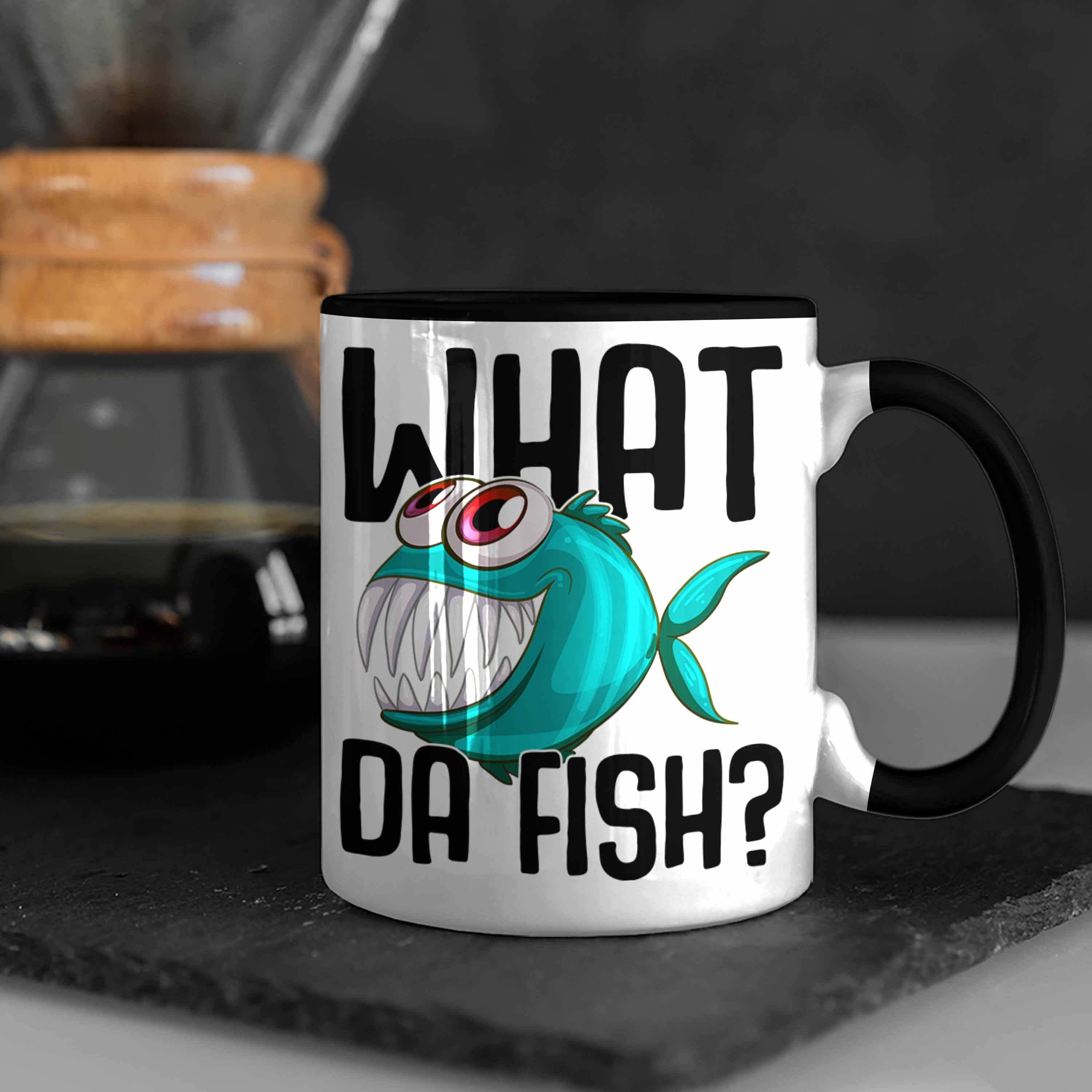 Trendation Tasse Trendation Fischer Angeln Hobbyangler Forelle Barsch Hecht - Angler Kaffeetasse Zubehör Tasse Raubfische Schwarz Geschenk