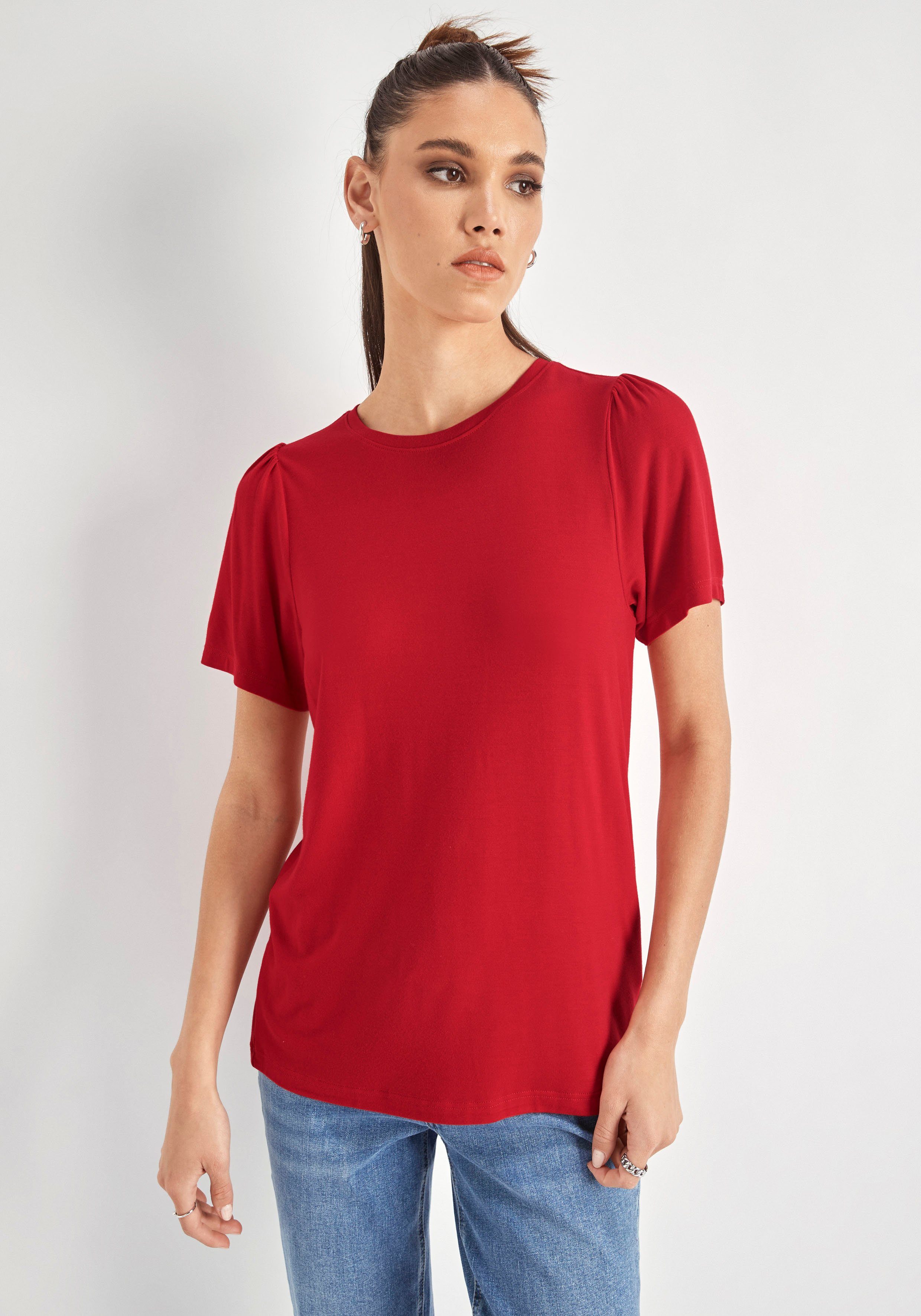 HECHTER PARIS T-Shirt mit Puffschultern rot