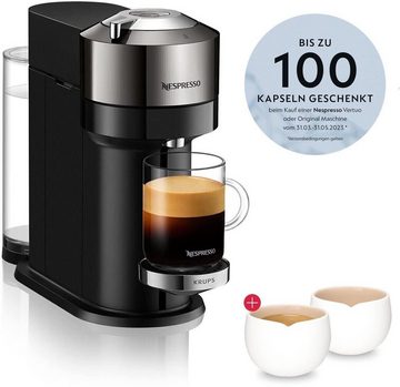 Krups Kapselmaschine Nespresso Vertuo Kaffeekapselmaschine + Porz Espresso Tassen, 2 x 40 ml Automatische Abschaltung Kurze Aufheizzeit One-Touch-System