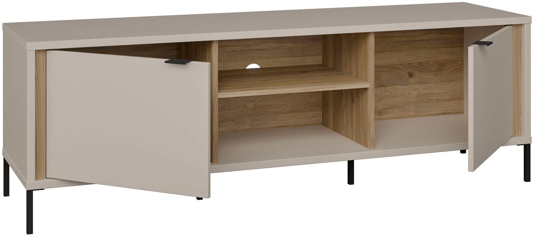 FORTE TV-Board Forte Seravel TV Schrank 160, Elegantes Lowboard, Beleuchtung optional, B/H/T 158,8/52/41,5 offener Stauraum – Bild 5 von 5