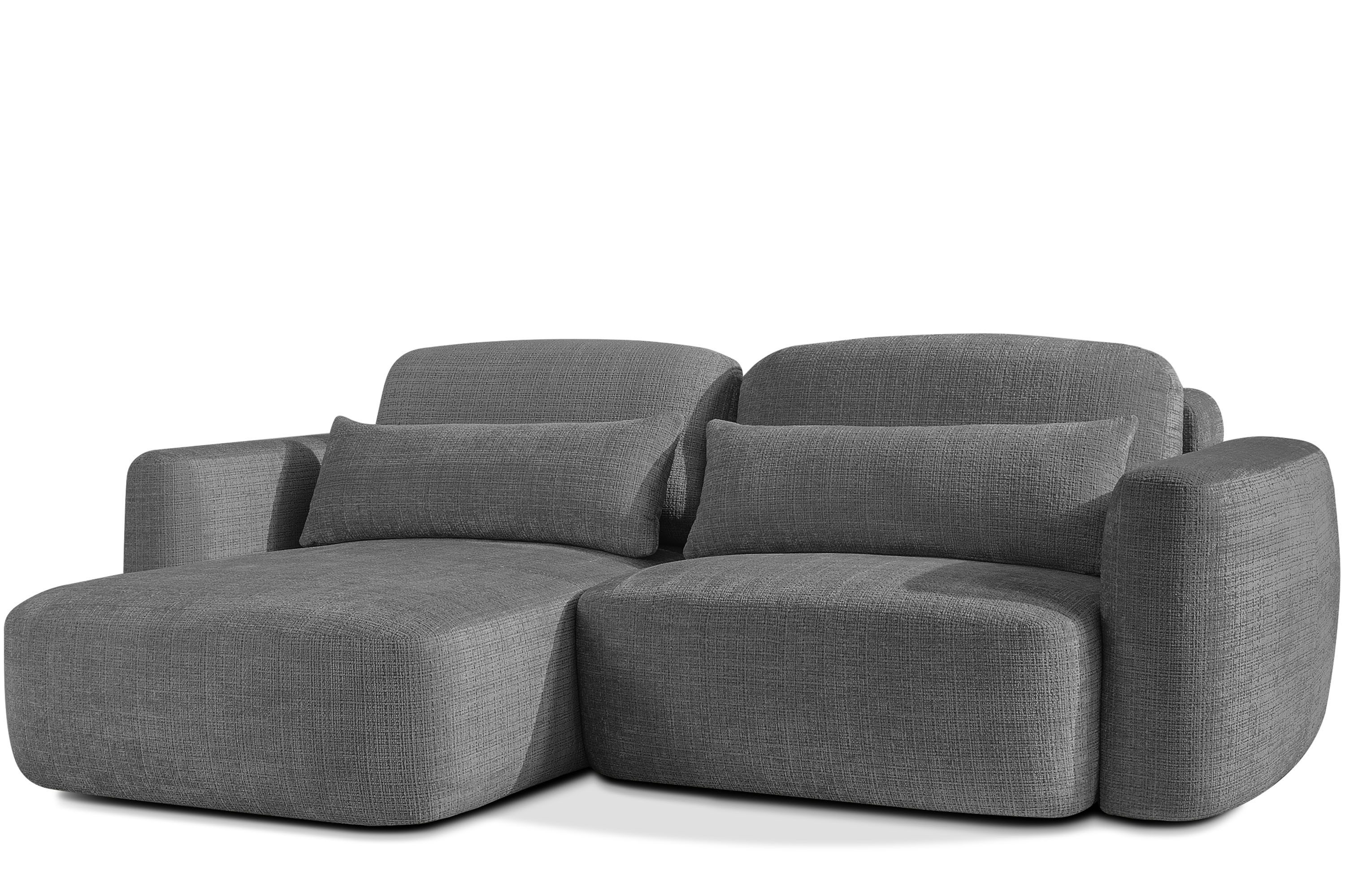 KONSIMO® Ecksofa ELOSA Japandi-Stil, mit Lendenkissen, Premiumqualität aus EU, Ecksofa links, mit Schlaffunktion, Liegefläche 195x163 cm
