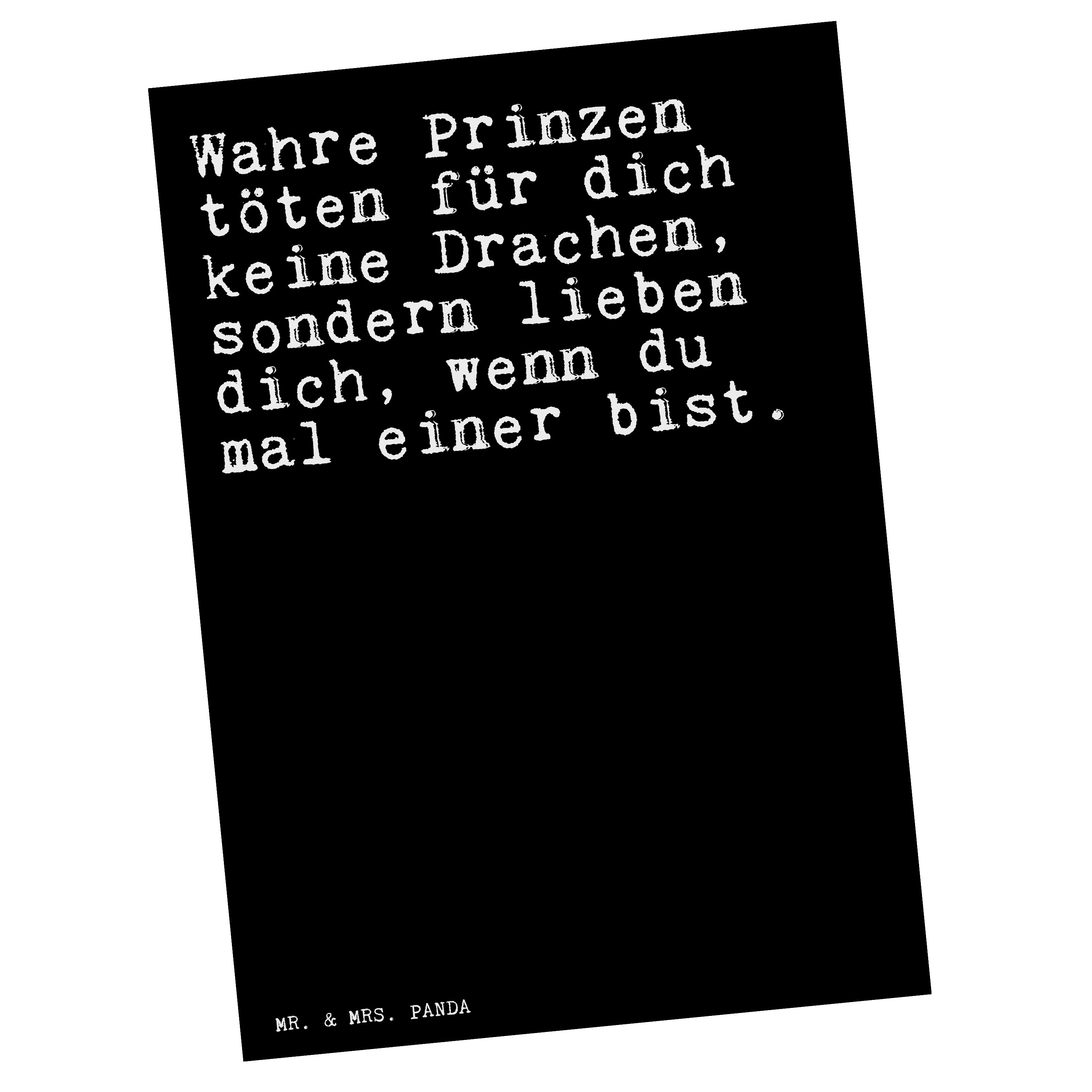 Mr. & Mrs. Panda Postkarte »Wahre Prinzen töten für... Schwarz