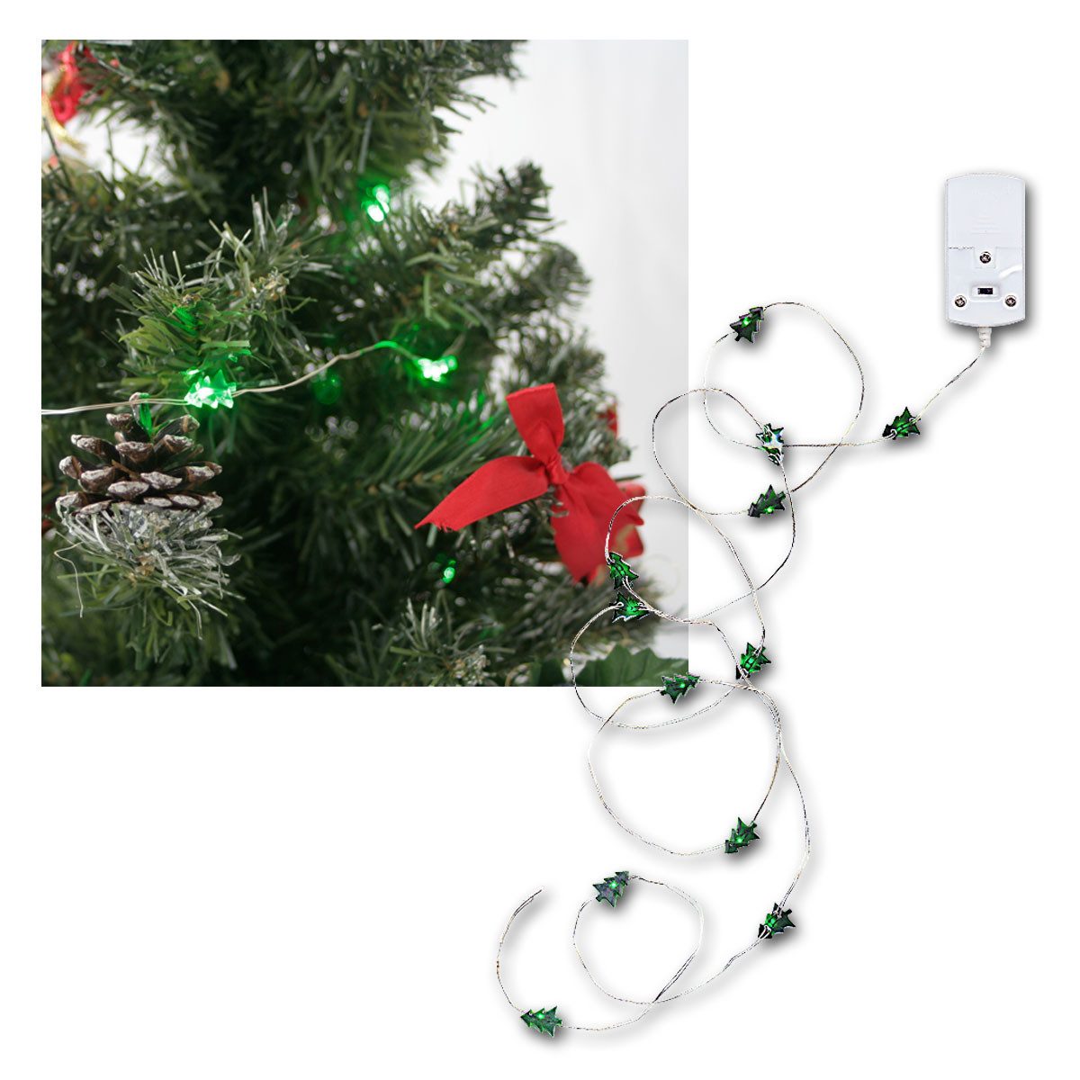 STAR TRADING LED-Lichterkette LED Batterie-Lichterkette "String" 12 grüne Bäume