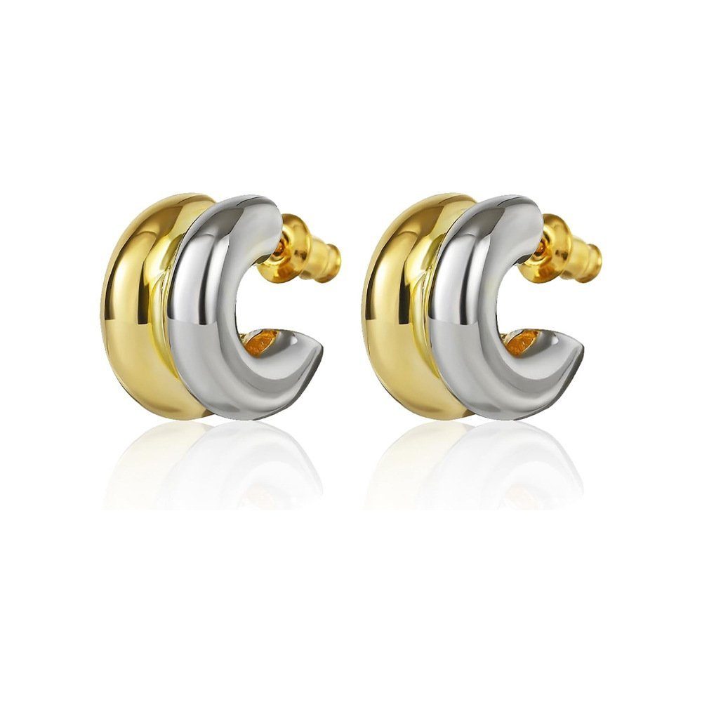 Invanter Paar Ohrhänger Doppellagige kleine C-Ohrringe aus 18-karätigem Edelstahl plattiert (1-tlg), ink Geschenkbox
