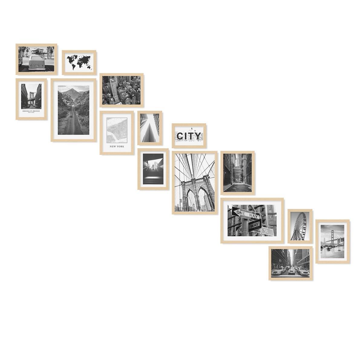 PHOTOLINI Bilderrahmen 15er Set Modern Schmal 10x15 bis 21x30 cm günstig online kaufen