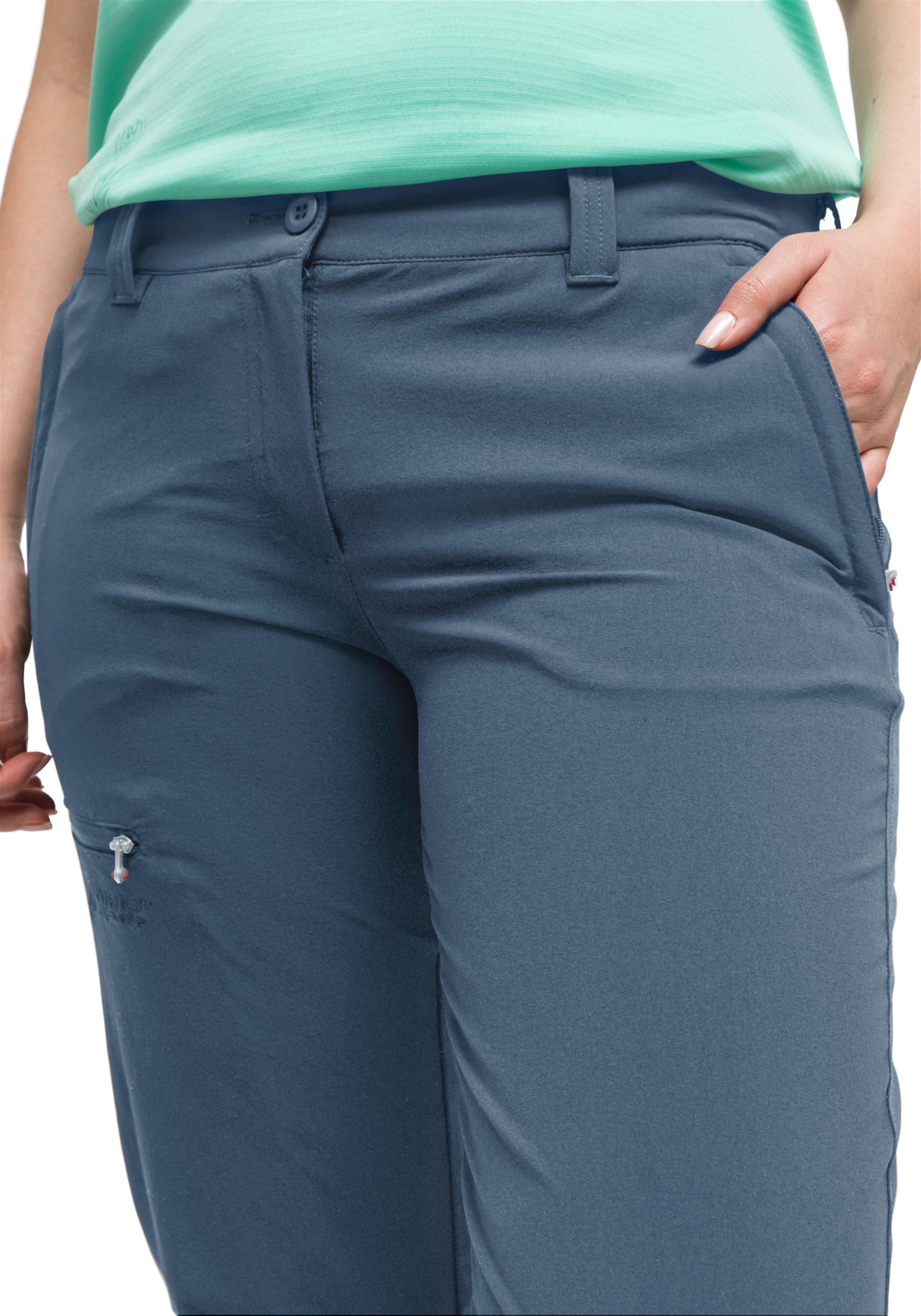 atmungsaktive Outdoor-Hose Funktionshose Damen jeansblau Wanderhose, Lulaka Maier 7/8 elastische Sports und