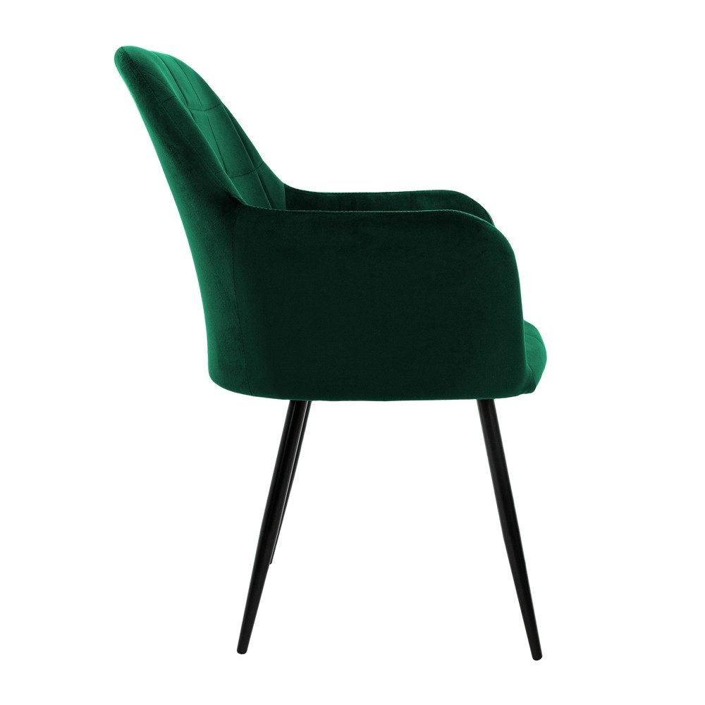 ML-DESIGN Stuhl Esszimmerstuhl ergonomisch & gepolstert, Esstischstuhl mit Rückenlehne (2 St), Wohnzimmerstuhl Dunkelgrün Samtbezug Küchenstuhl Polsterstuhl