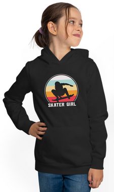 MyDesign24 Hoodie Kinder Kapuzensweater - Springende Skaterin mit Skater Girl Kapuzenpulli mit Aufdruck, i544