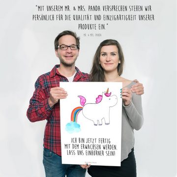 Mr. & Mrs. Panda Poster DIN A2 Einhorn Pupsen - Weiß - Geschenk, Einhörner, Unicorn, Wanddeko, Einhorn Pupsend (1 St), Handgemalte Kunst