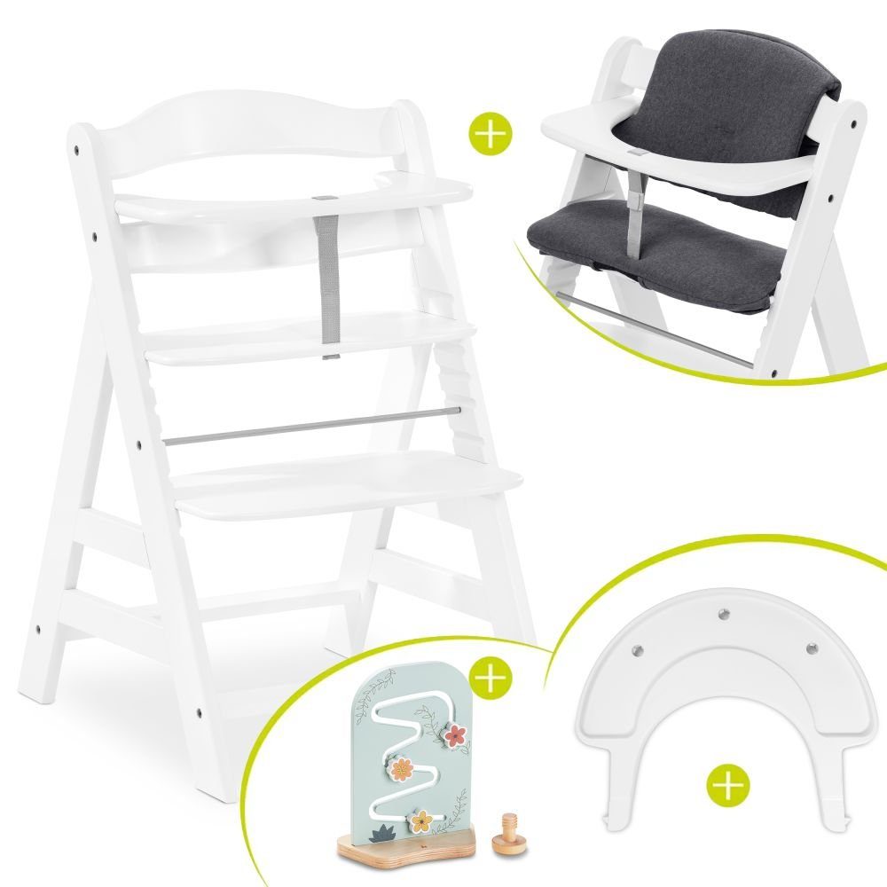 Hauck Hochstuhl Alpha Plus White, Holz Kinderhochstuhl, Sitzauflage