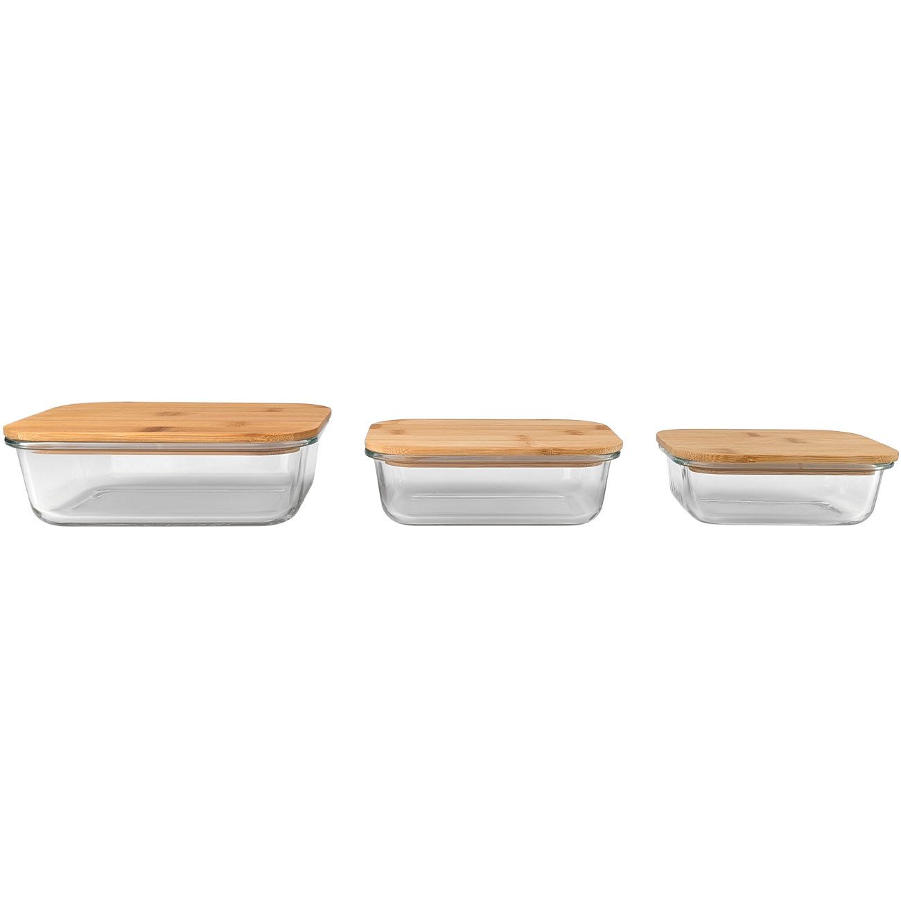 shop'n smile ideoon Vorratsglas Glas-Vorratsdosen Bambusdeckel 3 Größen Rechteckig Frischhaltedosen, (3-tlg., 3er-Set / 6er-Set), Luftdicht & 370,660,1060 ml/re – Bild 4 von 5
